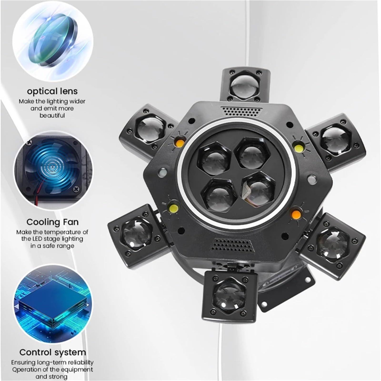 Lampe de Projection, Projecteur LED À Tête Mobile avec Télécommande, 6 Bras, Éclairage De Scène Polychrome for Discothèque,pour Une soirée dansante d'halloween ou d'anniver