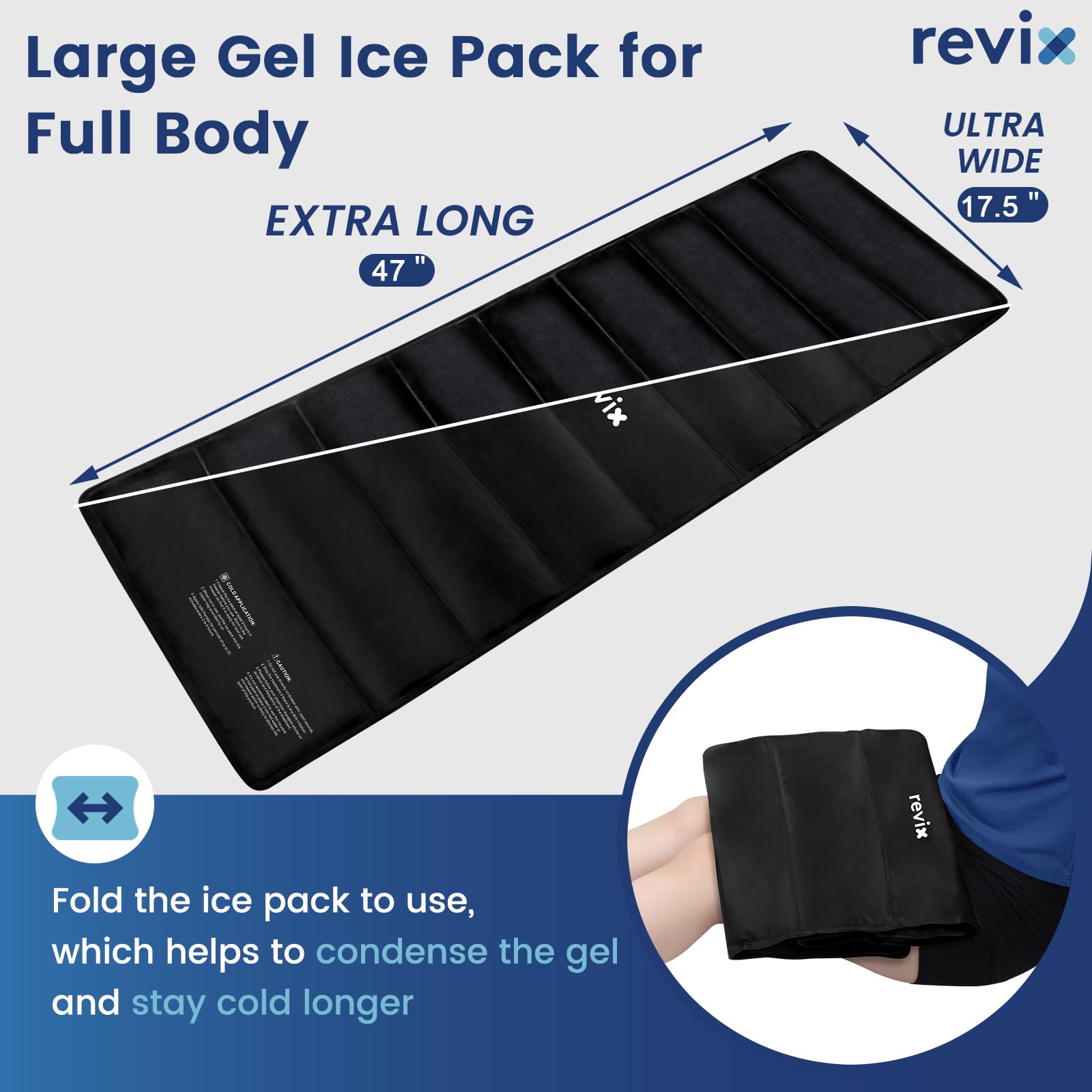 REVIX Paquetes de hielo de cuerpo completo para lesiones, reutilizable, súper grande, para alivio del dolor de espalda, terapia de compresión fría para quimioterapia, hombro, cadera, hinchazón de toda