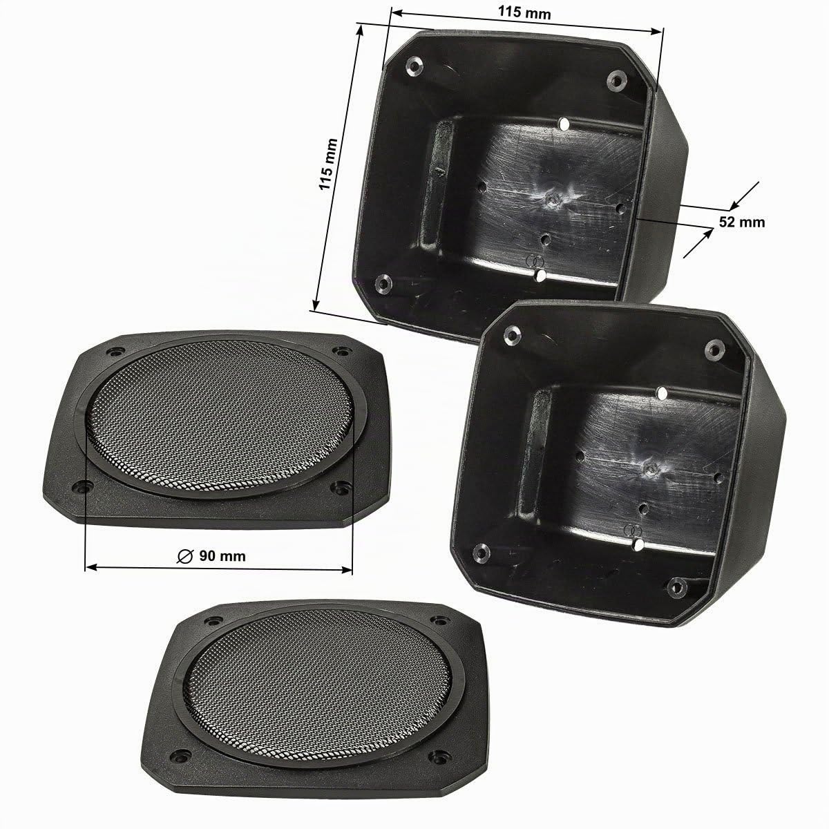 tomzz Audio 4000-010 Set di altoparlanti per montaggio a superficie dal look retrò in contenitore DIN 100 mm Sistema di altoparlanti coassiali a 2 vie 80 Watt