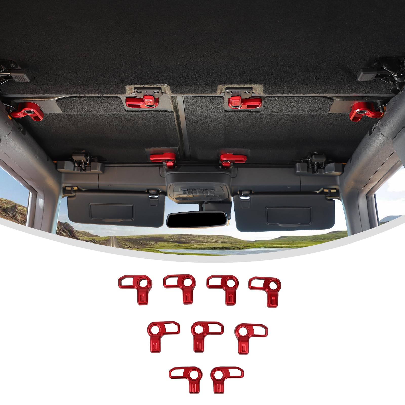 Photo 1 of Linskip Freedom Panel Latches for 2021-2025 Ford Bronco & Bronco Raptor 4Door, Hard top Removal Switch Handles for Bronco Interior Accessories(Red)
