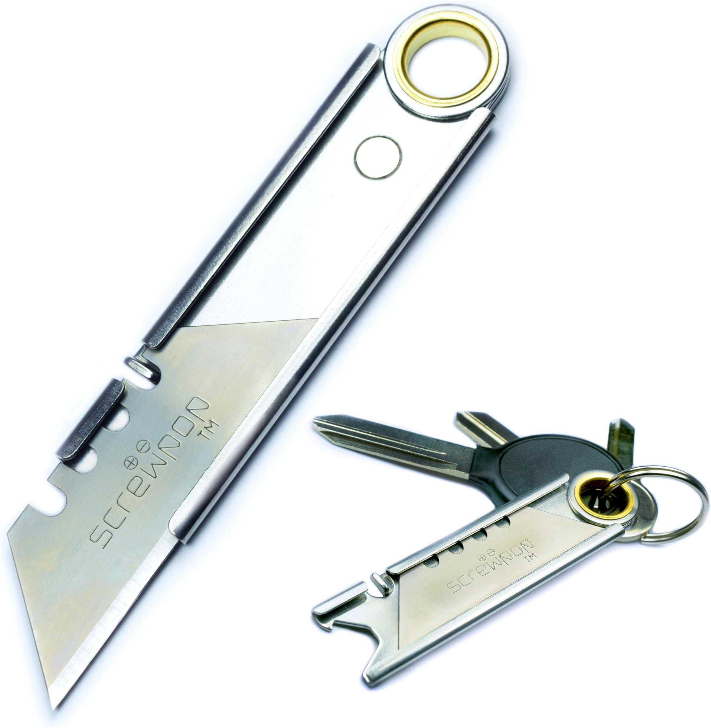 Screwpop Ron's Utility Pocket Knife 3.0 Gift for Men Attaches to Keychain and Carabiner with Magtrak Technology Stainless Steel