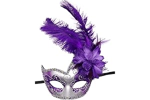 Awlsyj Women's Feather Masquerade Mask for a Lilac Masquerade
