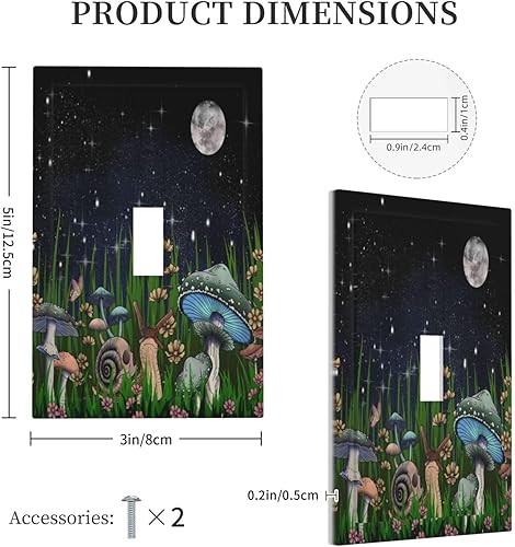 Miniatura 5 de Placa de pared de 1 cuadrilla de hongos, plantas, hojas, placa de pared de palanca única, caracoles, luna, dispositivo eléctrico, cubierta de