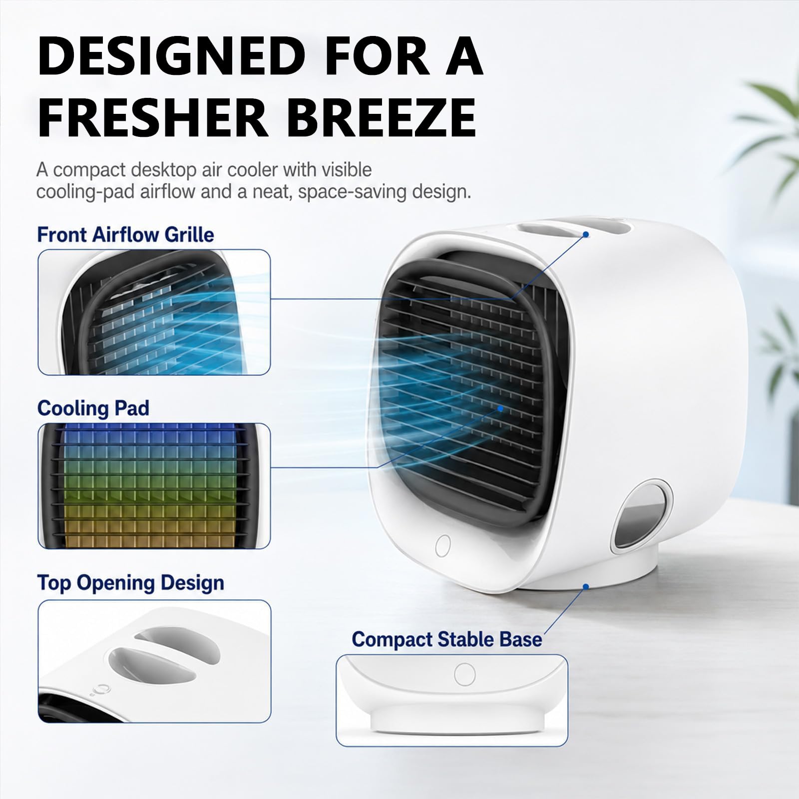 Ventilatore a Torre Piccolo, Ventilatore di Raffreddamento D'aria Personale Silenzioso con Funzione di Umidificazione, Velocità Regolabili, Funzionamento Silenzioso, Piccolo Raffreddatore D'aria pink
