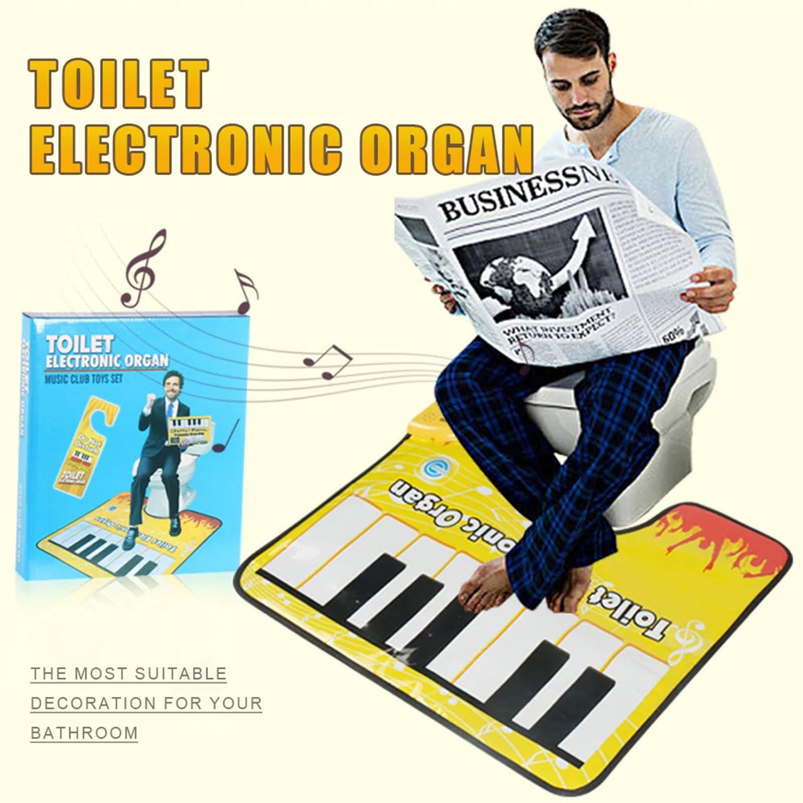 Alfombrilla de Piano para baño, Alfombrilla de Piano para Inodoro,Alfombrilla para Teclado de Piano de Suelo - Alfombra con Sonido de Piano para IR al baño, Alfombra de Piano para IR