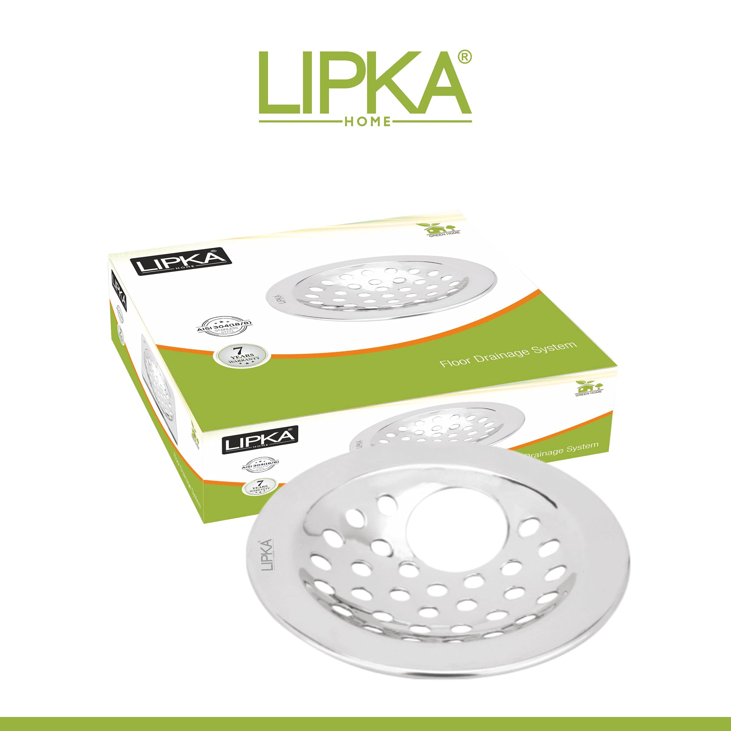 LIPKA Pack of 4 Heavy Snow Round Floor Drains|Premium Stainless Steel|4½ Inches| with Hole| 4
