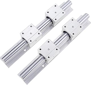 2PCS 400mm SBR16 Linear Rail with 4 Square Type Carriage Bearing Blocks for CNC Machines and Automated Equipments