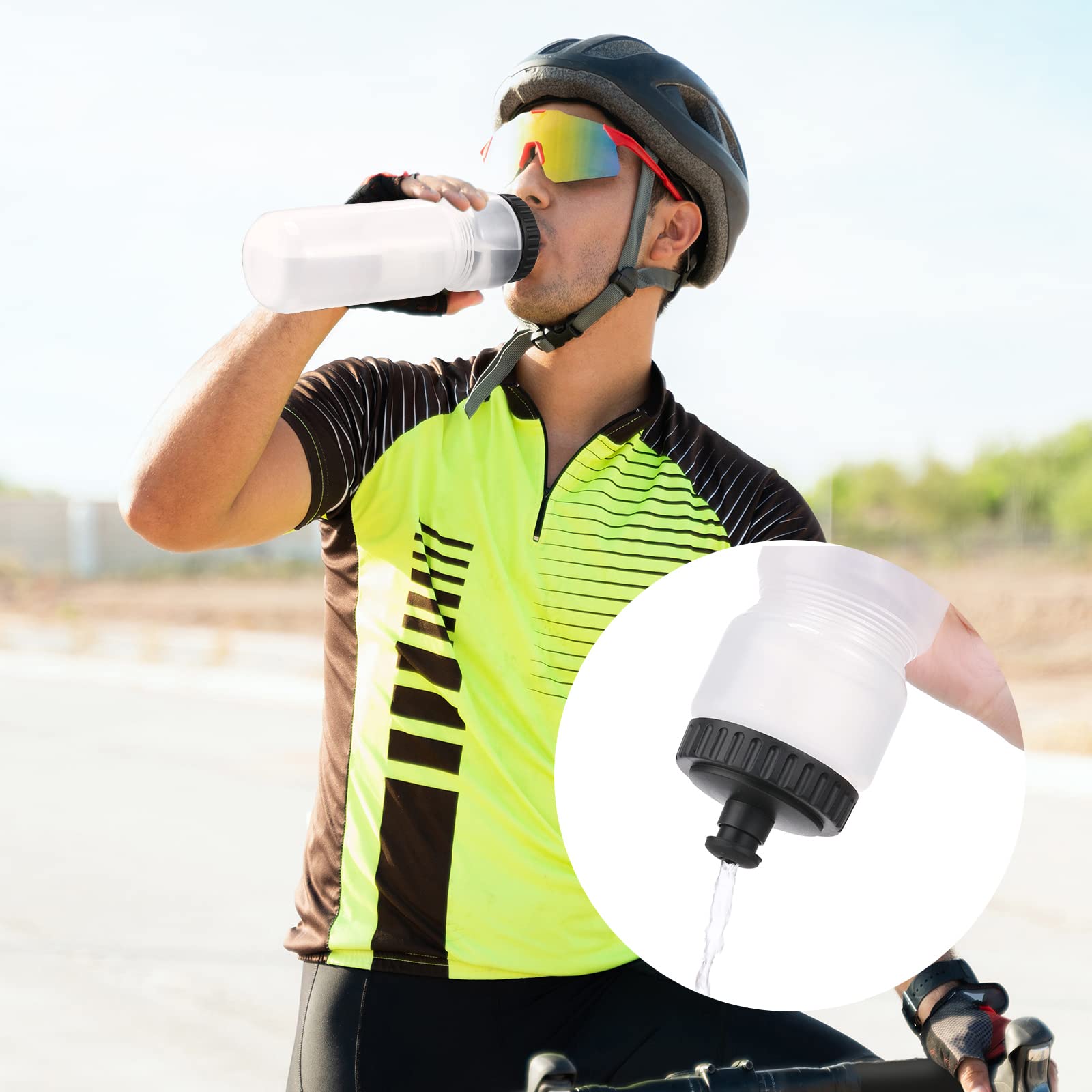 Mimorou Wasserflaschen für Sport, zum Quetschen, 758 ml, Sport-Wasserflaschen mit leicht zu öffnendem Push/Pull-Kappe, wiederverwendbare Kunststoff-Wasserflaschen für Fahrräder, Weiß, 12 Stück
