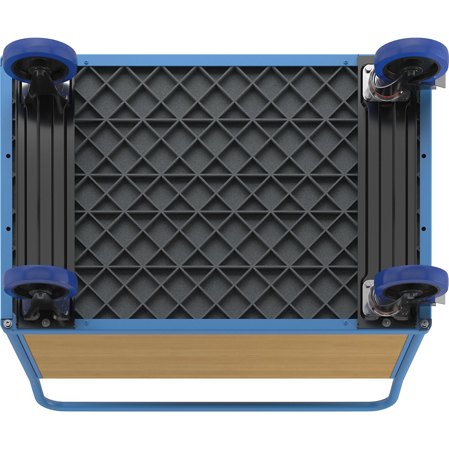 eurokraft pro | Plattformwagen mit Holzwänden | Mit 2 hohen Längswänden, LxB 1250 x 870 mm, Vollelastik