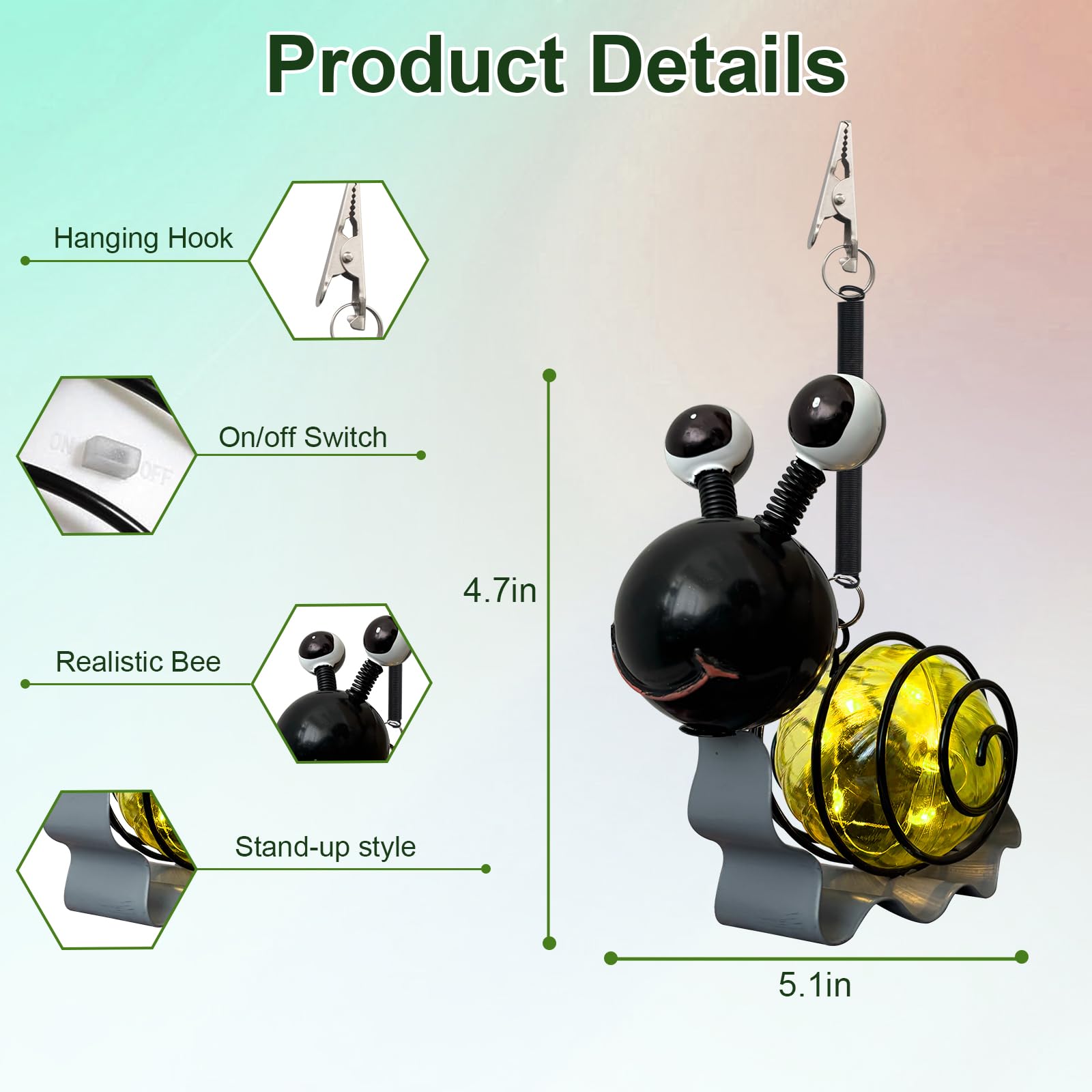 EVOLUX Solar Outdoor Snail Lights for Garden - Outdoor Statues