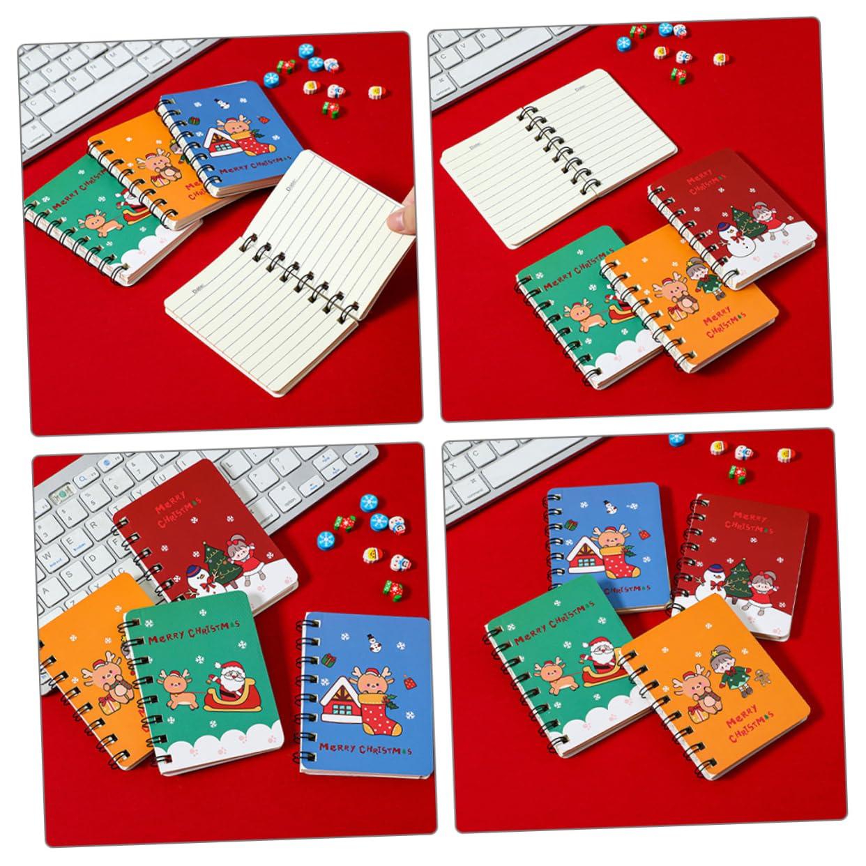 NUOBESTY 5 Ensembles Notes D'étude De Noël Carnet De Noël Cahier À Spirale Mignon Mini Cahiers En Vrac Onglets Mensuels Stickers Cahier Journal De Noël Mini-bloc-notes Papier 4 Pièces * 5
