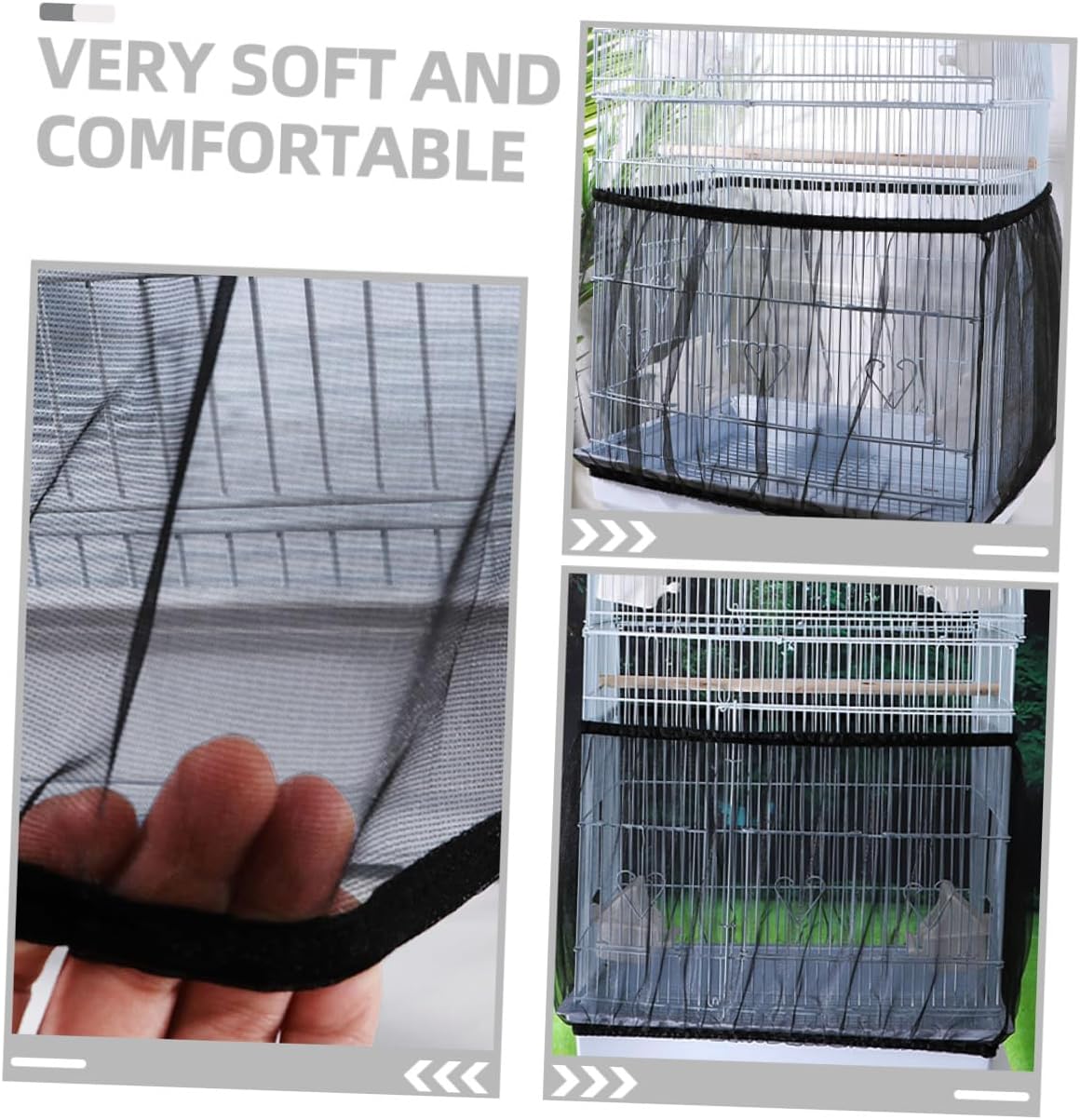Mobestech Parrot Cage Cover Bird Cage Mesh Netting Nylon Dustproof Birdcage Protective Cover Black L Size (Height 30cm, Circumference 140-220cm) Indoor Birdcage Accessory for Parakeets