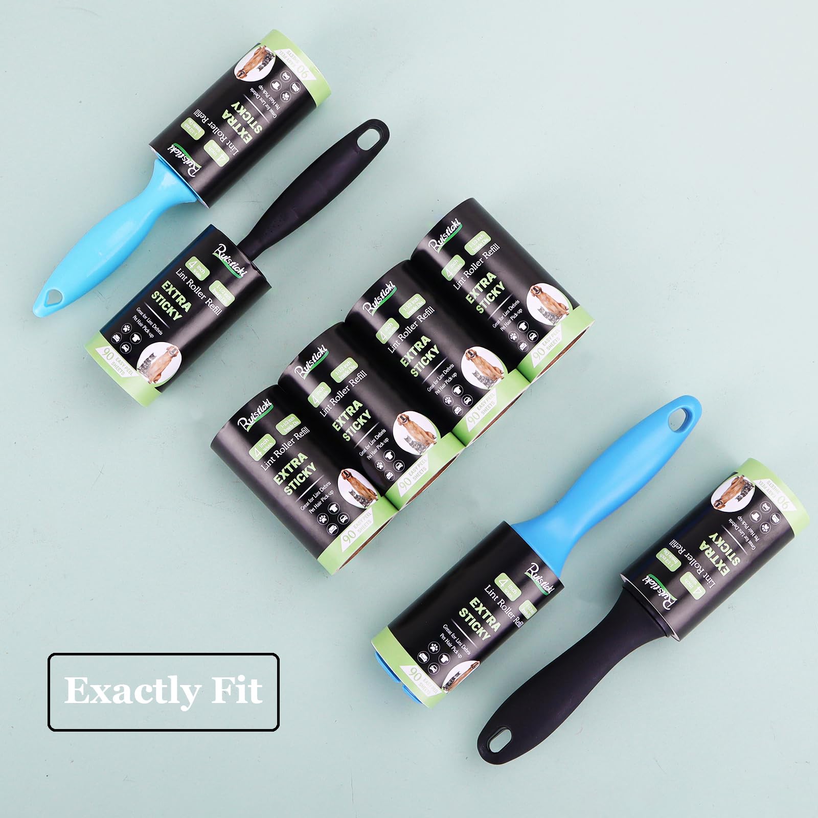 Recambio de rodillo de pelusa de 4 pulgadas para rodillos de pelusa PetLovers Evercare y más, paquete de 4 rollos de repuesto de rodillo de pelusa Extreme Stick para pelo de mascotas, 90 hojas por