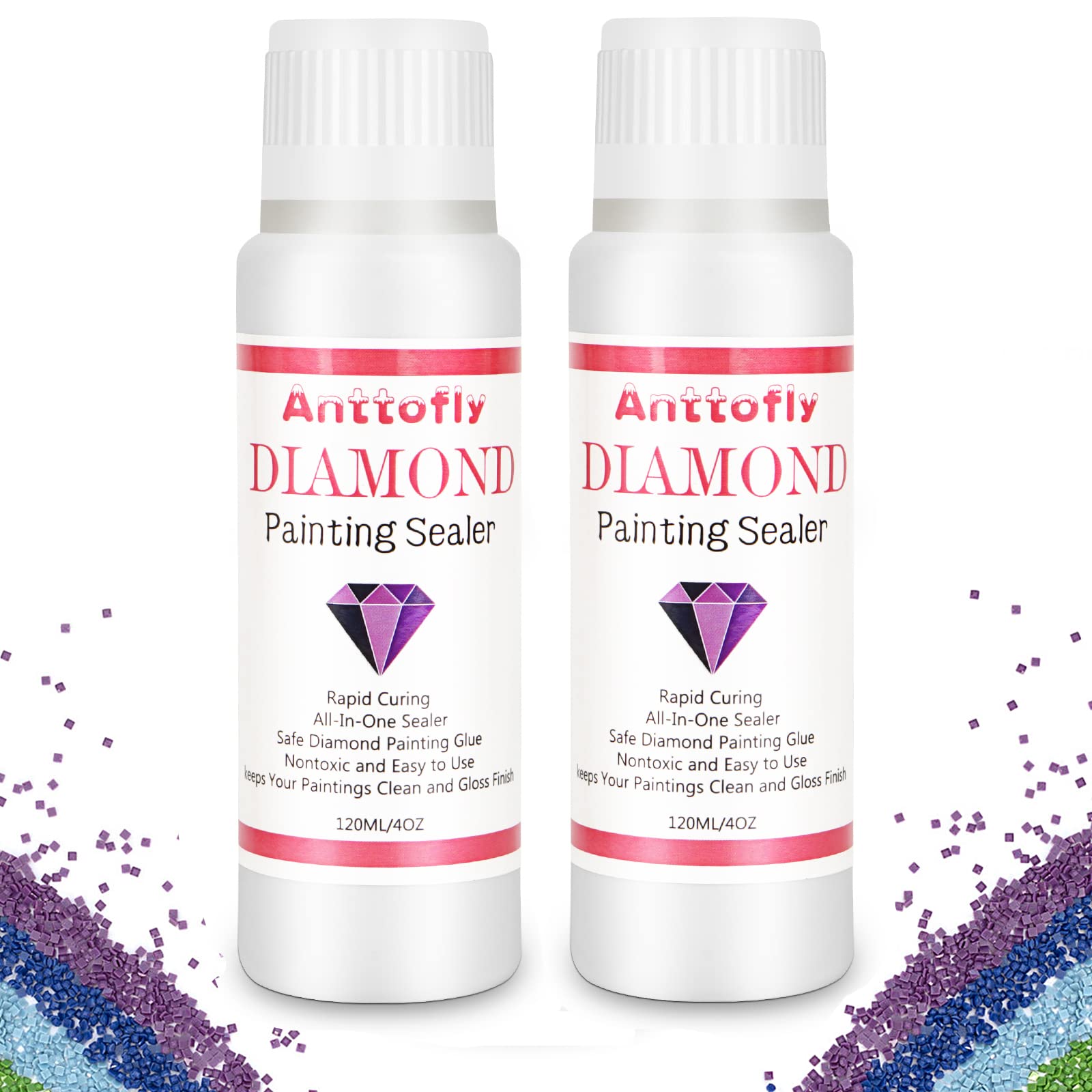 Diamond Painting Sealer 120 ML - 2 PCS Diamond Painting Glue, 5D Diamond Painting Sealer Glue for Gl