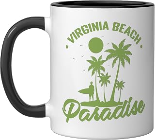 Virginia Beach Paradise Virginia City in the USA Ceramic Mug, Black/White