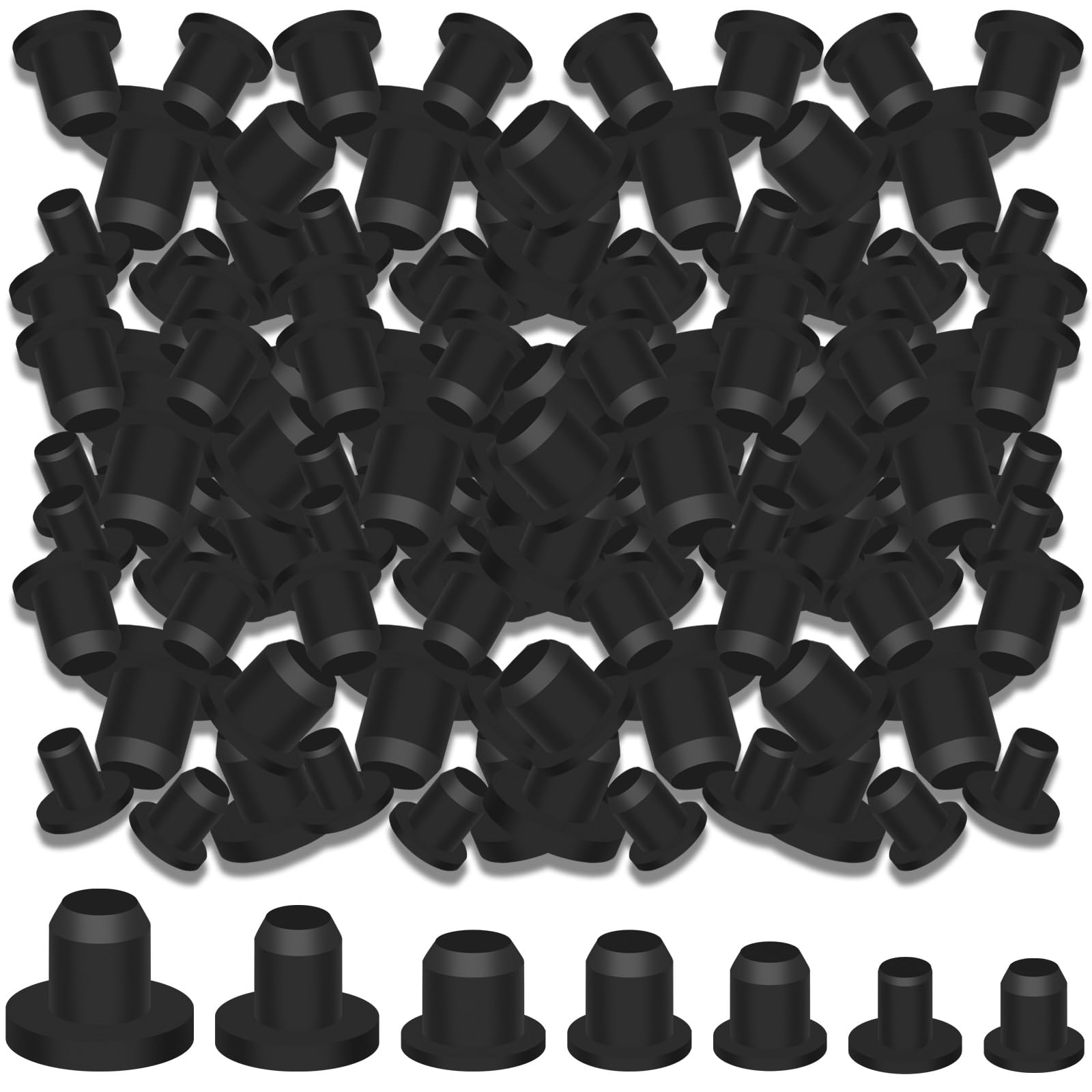 140Pcs Black Rubber Plug Box