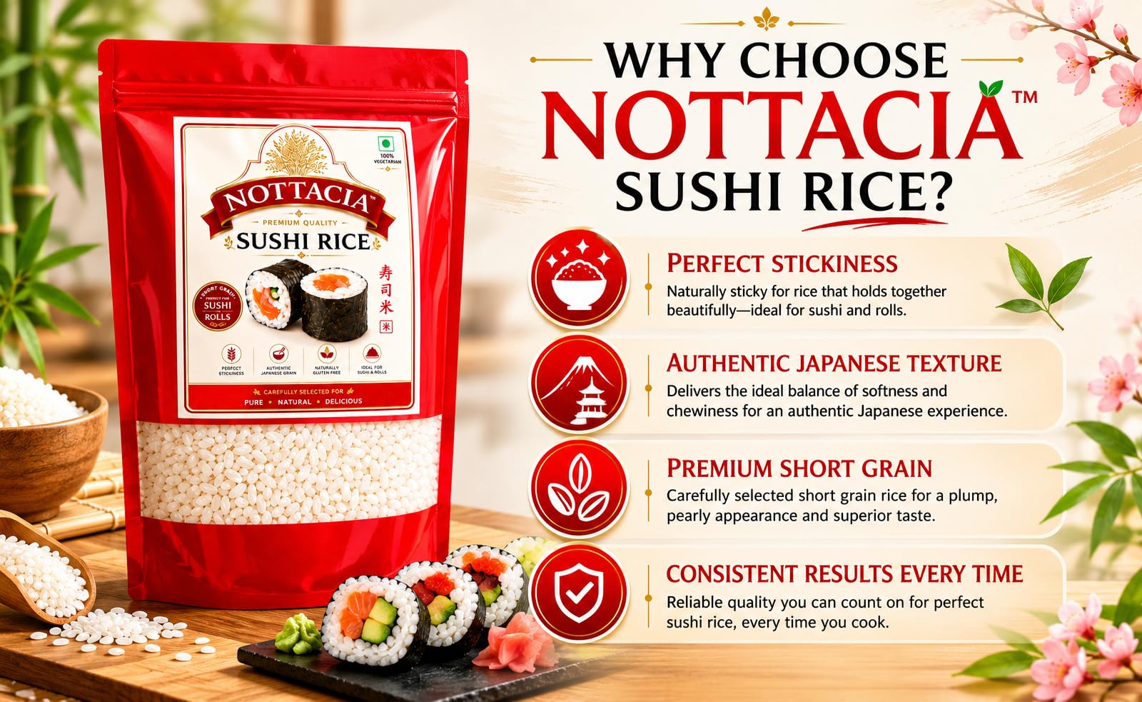 NOTTACIA Japanese Sushi Rice, 1kg 1