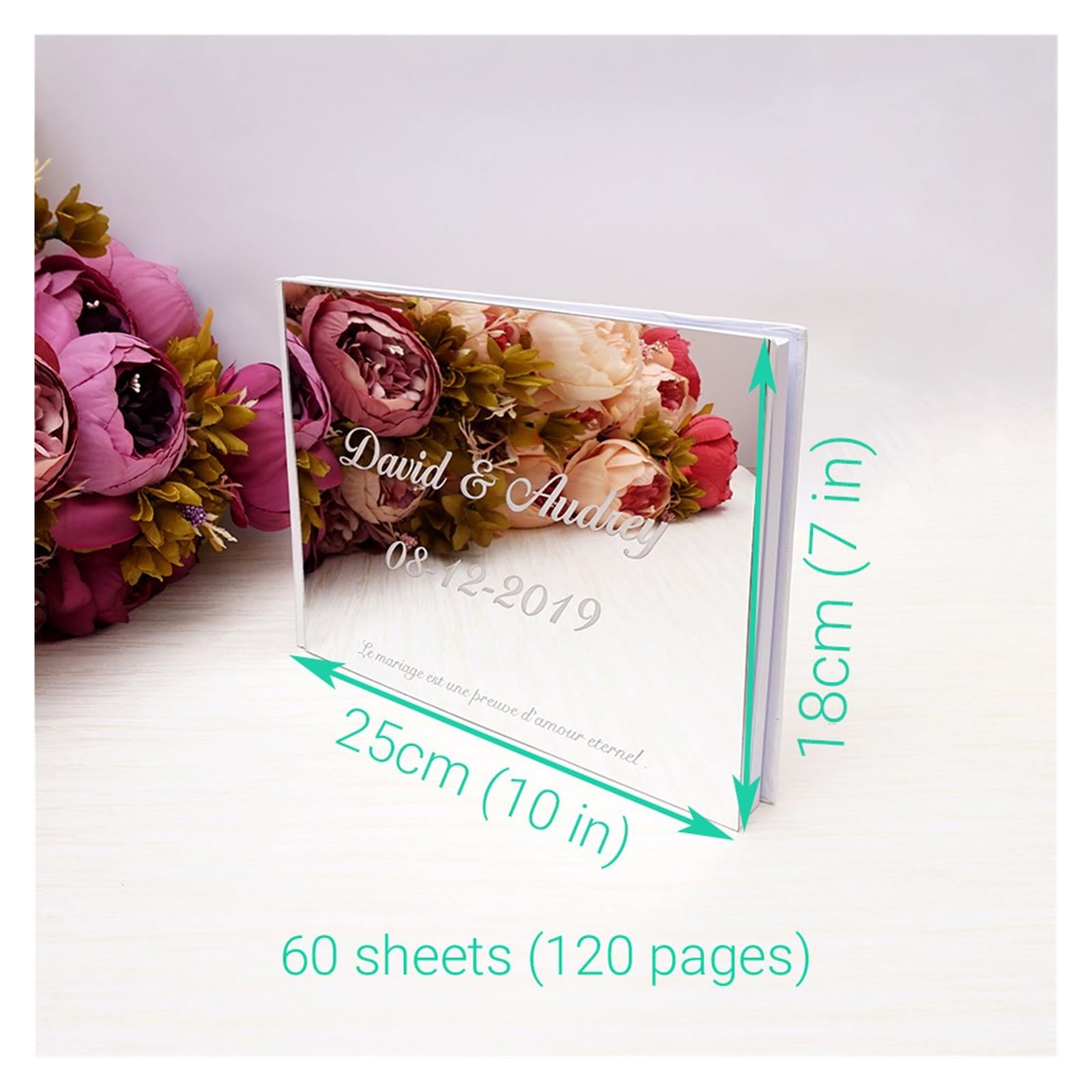 Libro Firmas Boda Álbum de Boda con Espejo acrílico Blanco