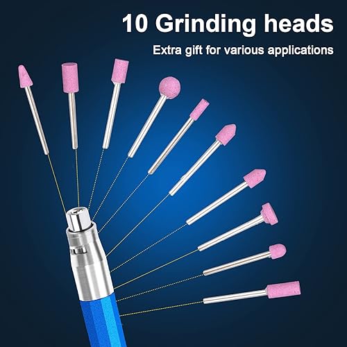 Miniatura 7 de YON.SOU. Amoladora de troqueles de lápiz, herramienta neumática de 1/8 pulgadas, bolígrafo de grabado neumático de 70,000 rpm, kit de amoladora de