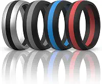 Alianças de casamento de silicone masculinas, edição respirável, de borracha, ranhuras internas, fluxo de ar, 8,5 mm de largura, 2,5 mm de espessura - pacote variado de 1/4/7