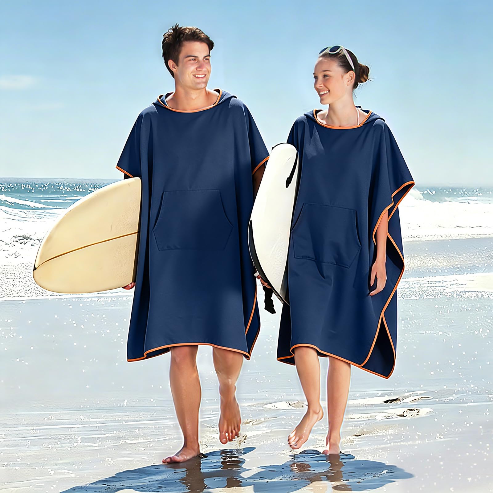 Poncho de Surf de Mujer Hombre, Poncho Toalla Adulto, Toalla de Microfibra con Capucha, Albornoz para Cambiarse, Albornoz de Secado Rápido Cambiador Playa para Surf, Acampar, Natación y Buceo