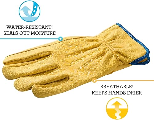 Miniatura 7 de Wells Lamont Guantes de cuero resistentes para ranching y esgrima para hombre, duraderos, abrasiones y resistentes al agua, HydraHyde, grandes