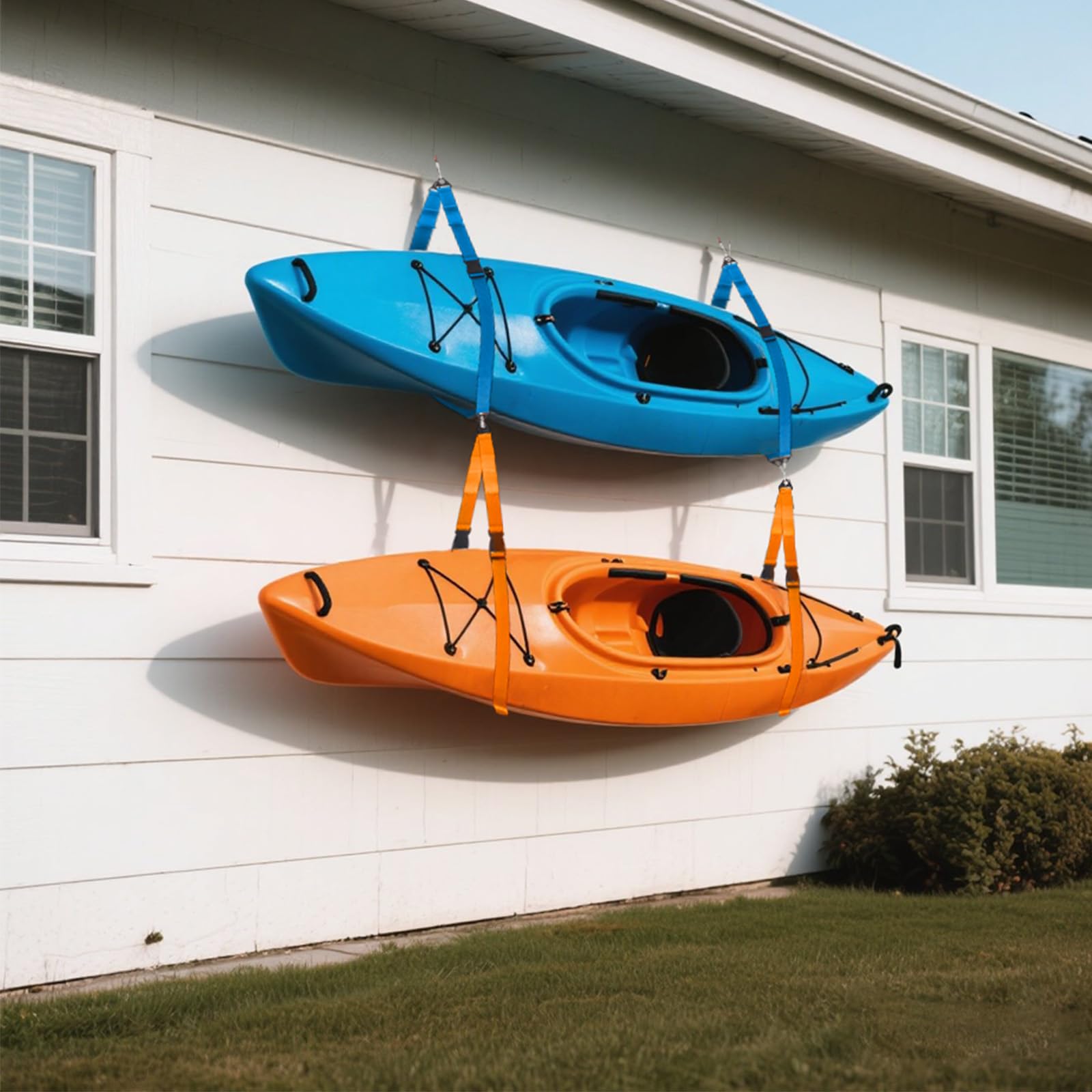 Seenelling 8 cinghie da appendere per kayak e snowboard, capacità 199,6 kg, cinghie in nylon con moschettone, salvaspazio, per interni ed esterni, tavola da surf, paddle, garage, accessori per riporre