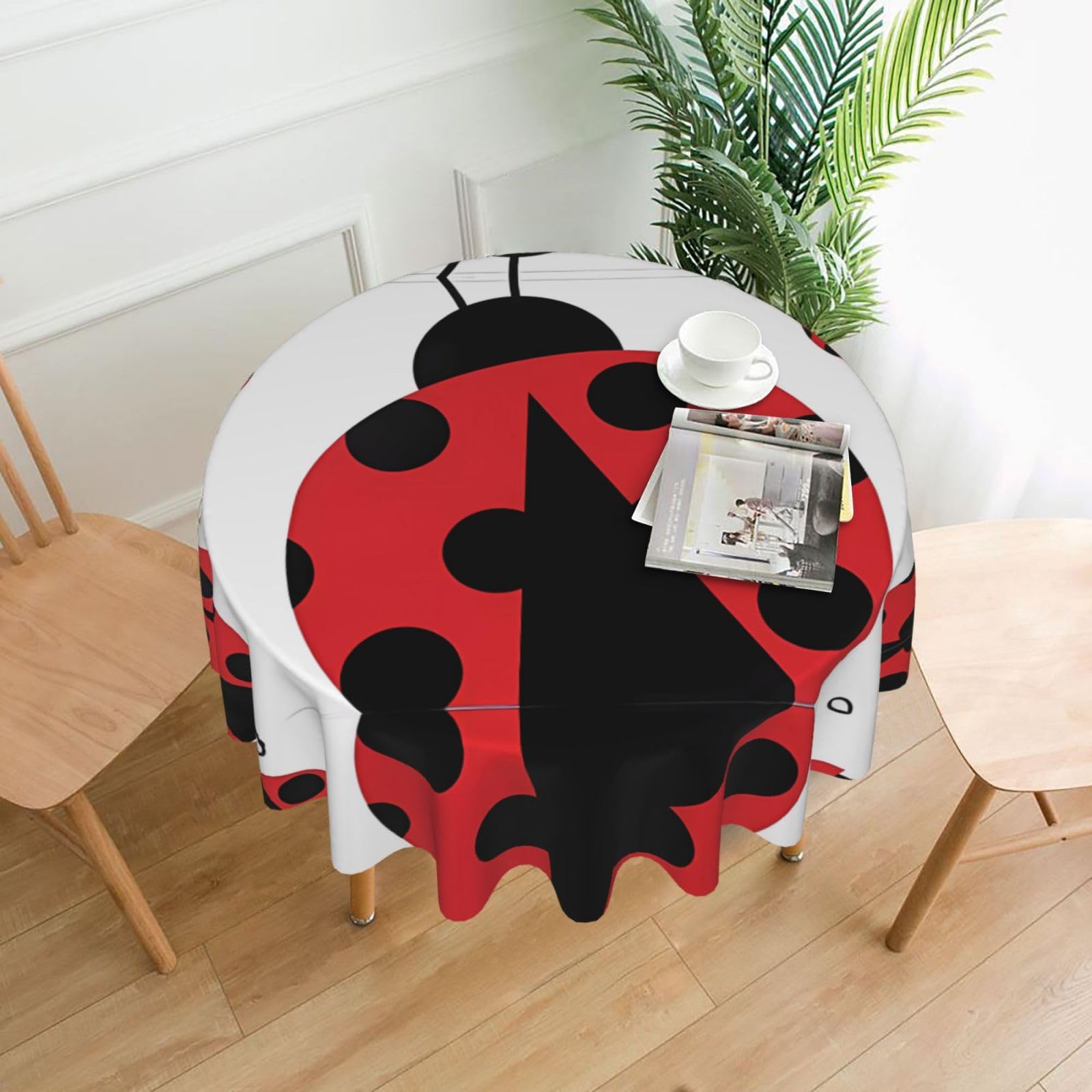 MROWYC Funny ladybugs Printed Practical Round Tablecloth, Durable, Suitable for Home, Restaurant, Hotel, Gathering, and Decorative Table Covers