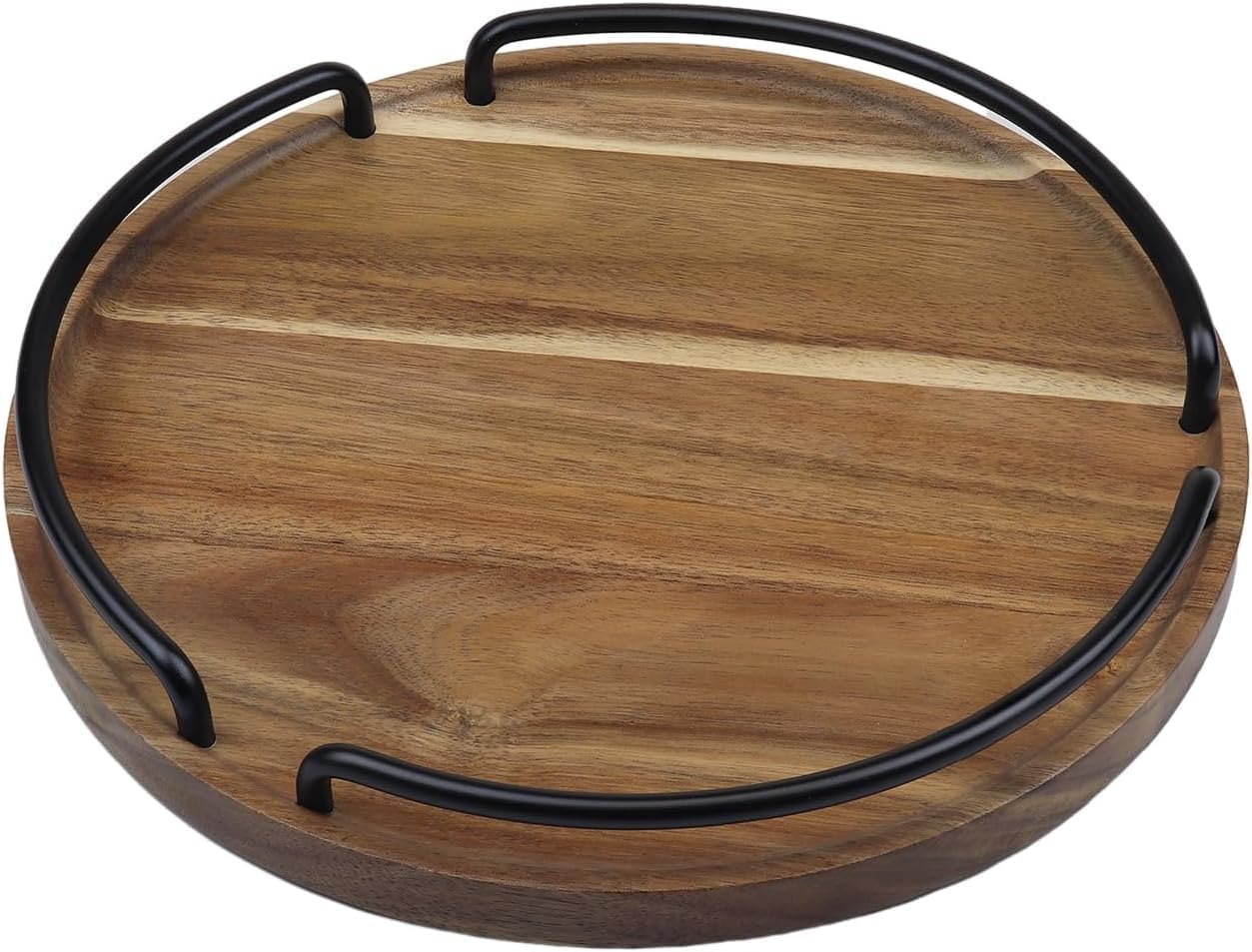 Craft Expertise Round Wooden Serving Tray with Handles, 11.5 Inches, Rustic Brown Color � Decorative Farmhouse Wood Tray for Kitchen, Coffee Table, and Food Serving 1