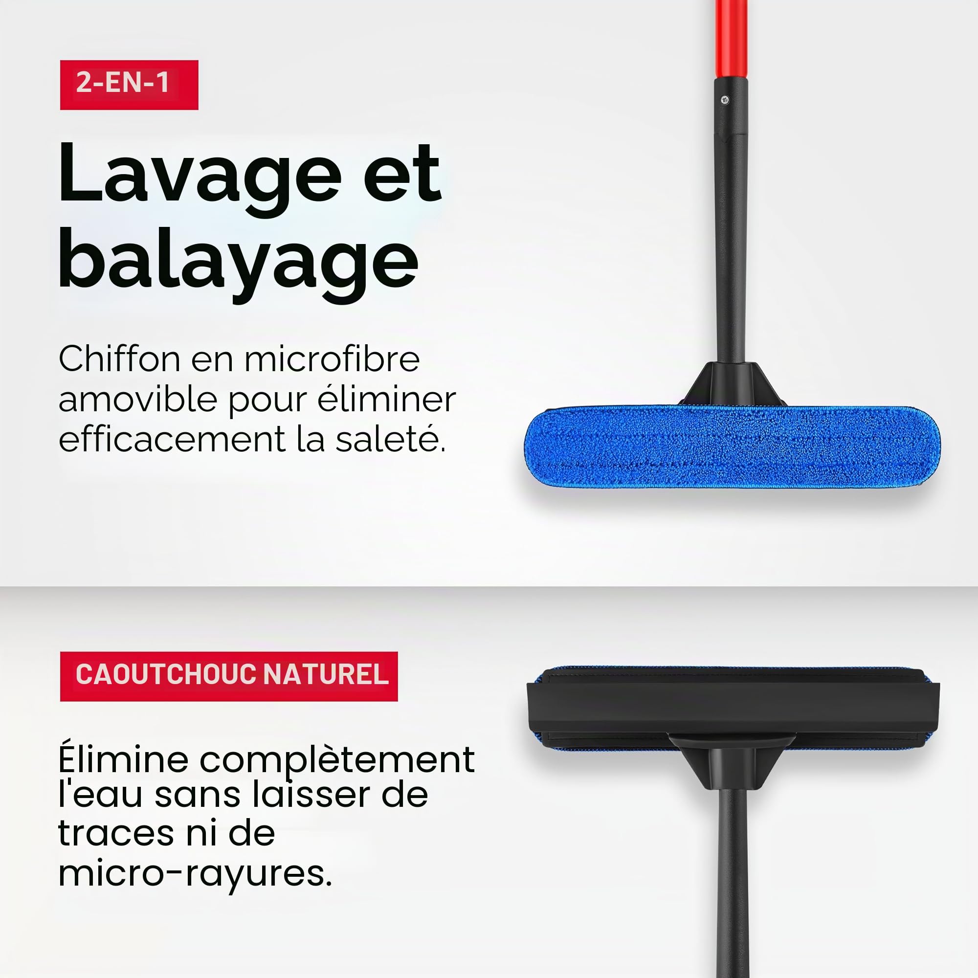 Tyroler Raclette Vitre Professionnel Nettoyage Vitre | 30 à 205cm Lave Vitre Manche Télescopique Nettoyant Vitre | Kit Nettoyage Vitre 2 en 1 | Perche Télescopique Nettoyage Parfaite