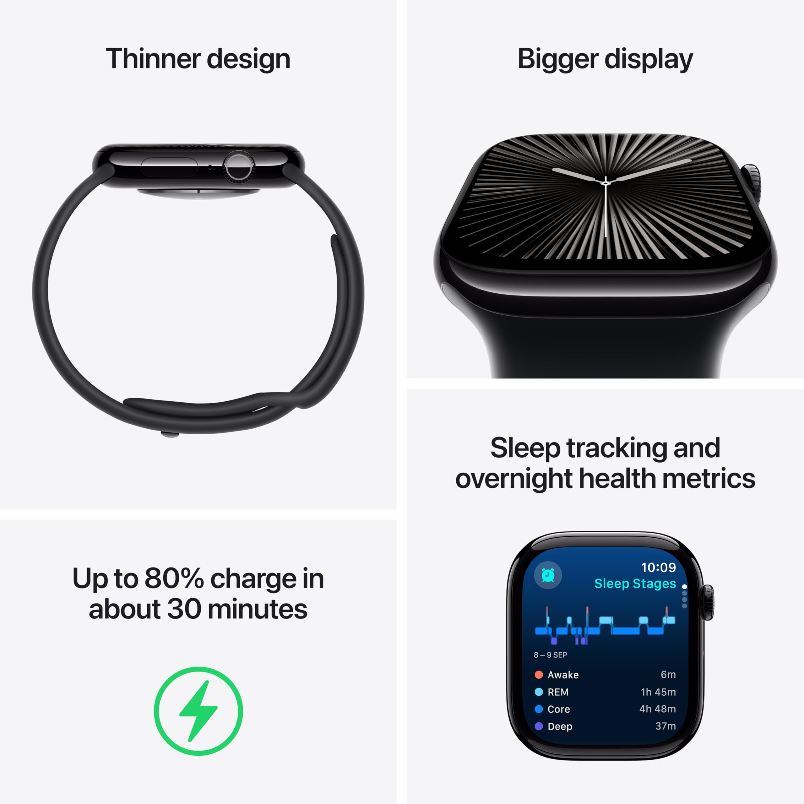 Apple Watch Series 10 [GPS 42 mm] Smartwatch with Jet Black 