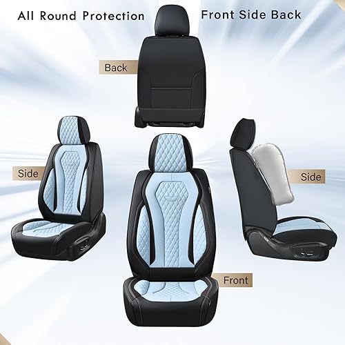 Miniatura 171 de Coverado - Fundas para asientos de auto, juego completo, funda blanca impermeable, fundas delanteras y traseras, funda de lujo, protector de Blanco