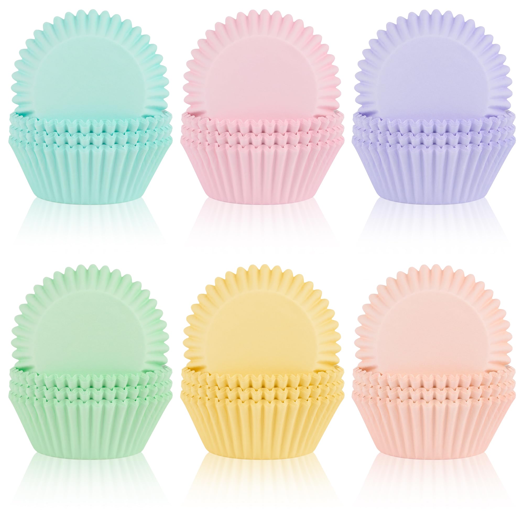 600 Pack Pastel Cupcake Liners Colorful Cupcake Wrappers Baking Cup Standard Size Muffin Liners for Spring Easter Baby Shower Wedding Birthday Pride Party Candy Cake Decorations Supplies