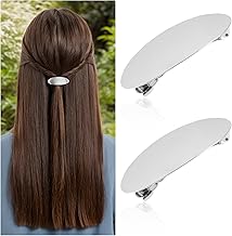 Pack of 2 French Hair Clips Ladies, Ladies Hair Clip, Gold Bun Hair Clip, Metal Hair Holder Clips, Minimalist Hair Clips, Decorative Hair Accessories for Women and Girls (Silver)