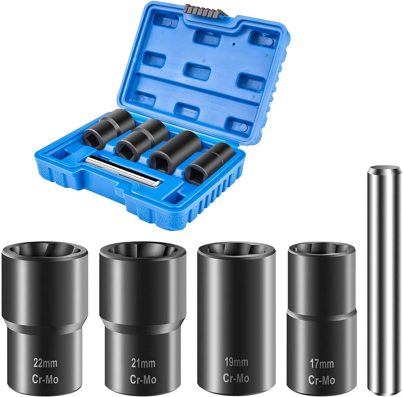 5Piece Twist Socket Set Lug Nut Remover Extractor Tool Metric