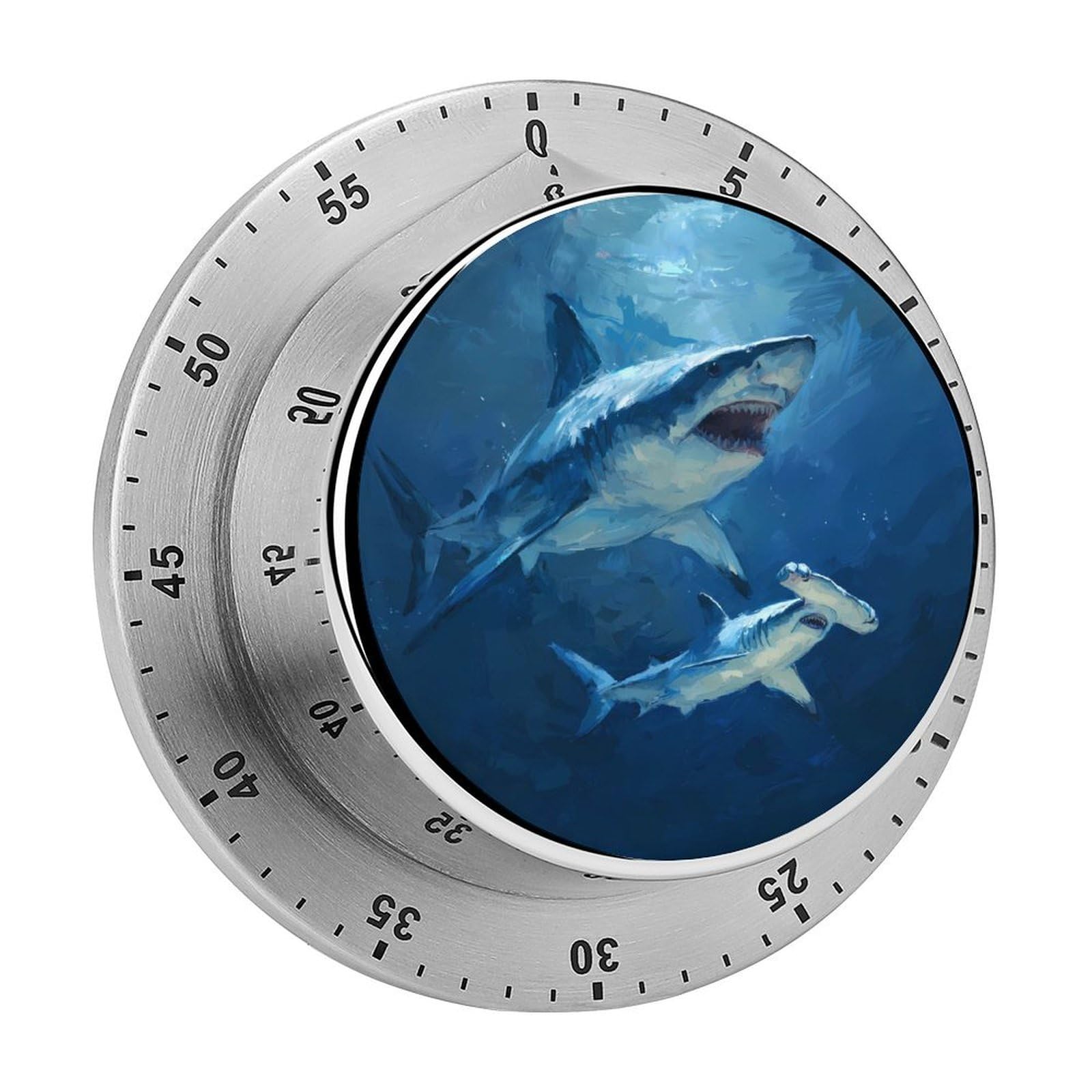 Hammerhead Shark in Deep Sea Mechanical Timer with Alarm for Kitchen Cooking Productivity Stainless Steel Timers