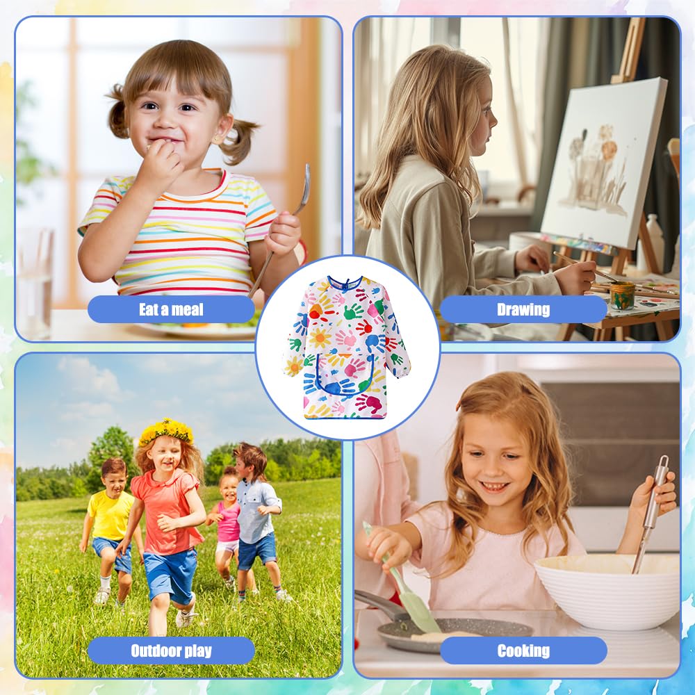 Zasjon Delantal Niño Infantil, Bata Pintura Plastico Niños 8 a 10 Años, Con Bolsillos y Mangas, Impermeable, Adecuado para Pintura ArtíStica Escolar, Cocina y Actividades de Laboratorio — view 4