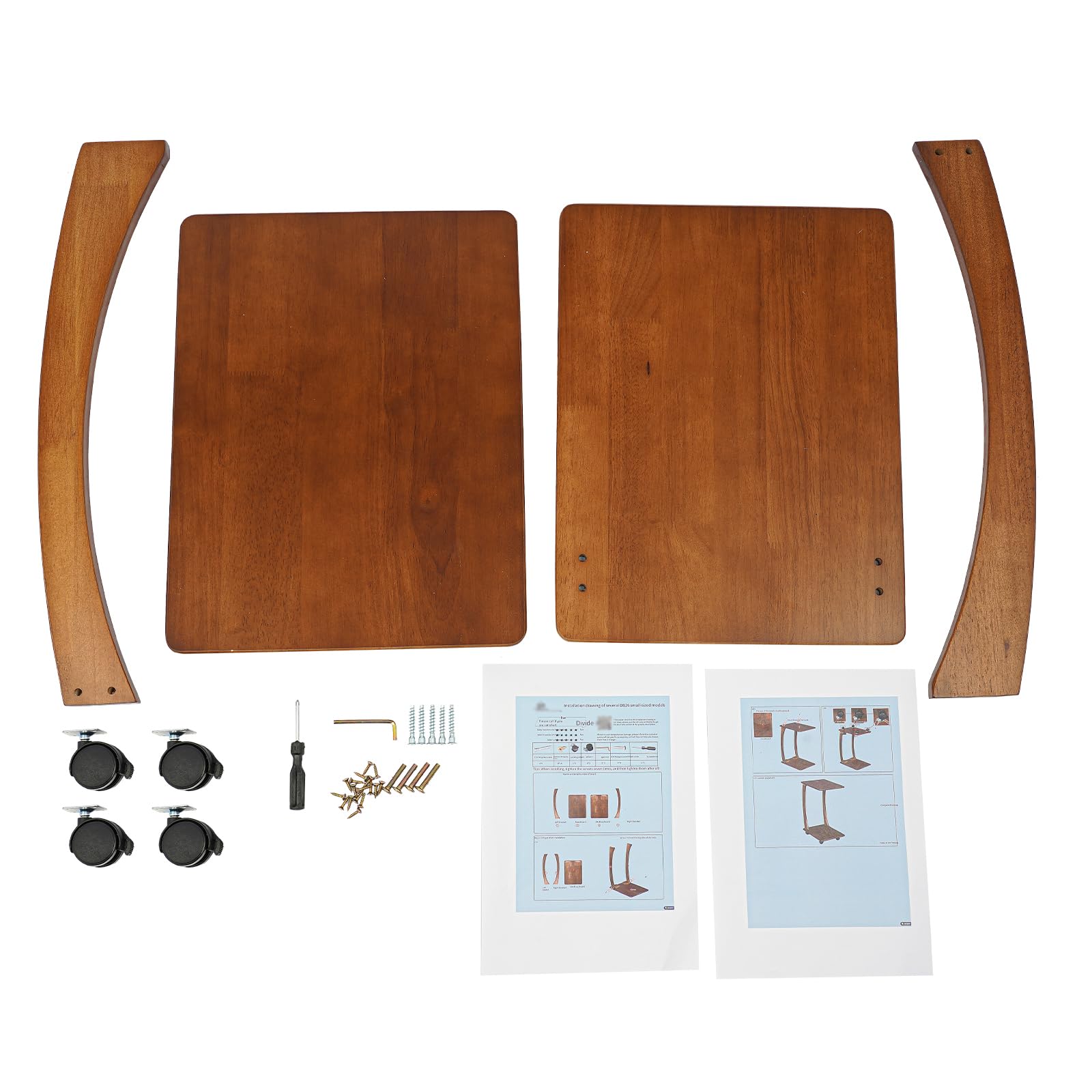 Mesa Auxiliar Forma C con Ruedas (2 con Freno), de Madera