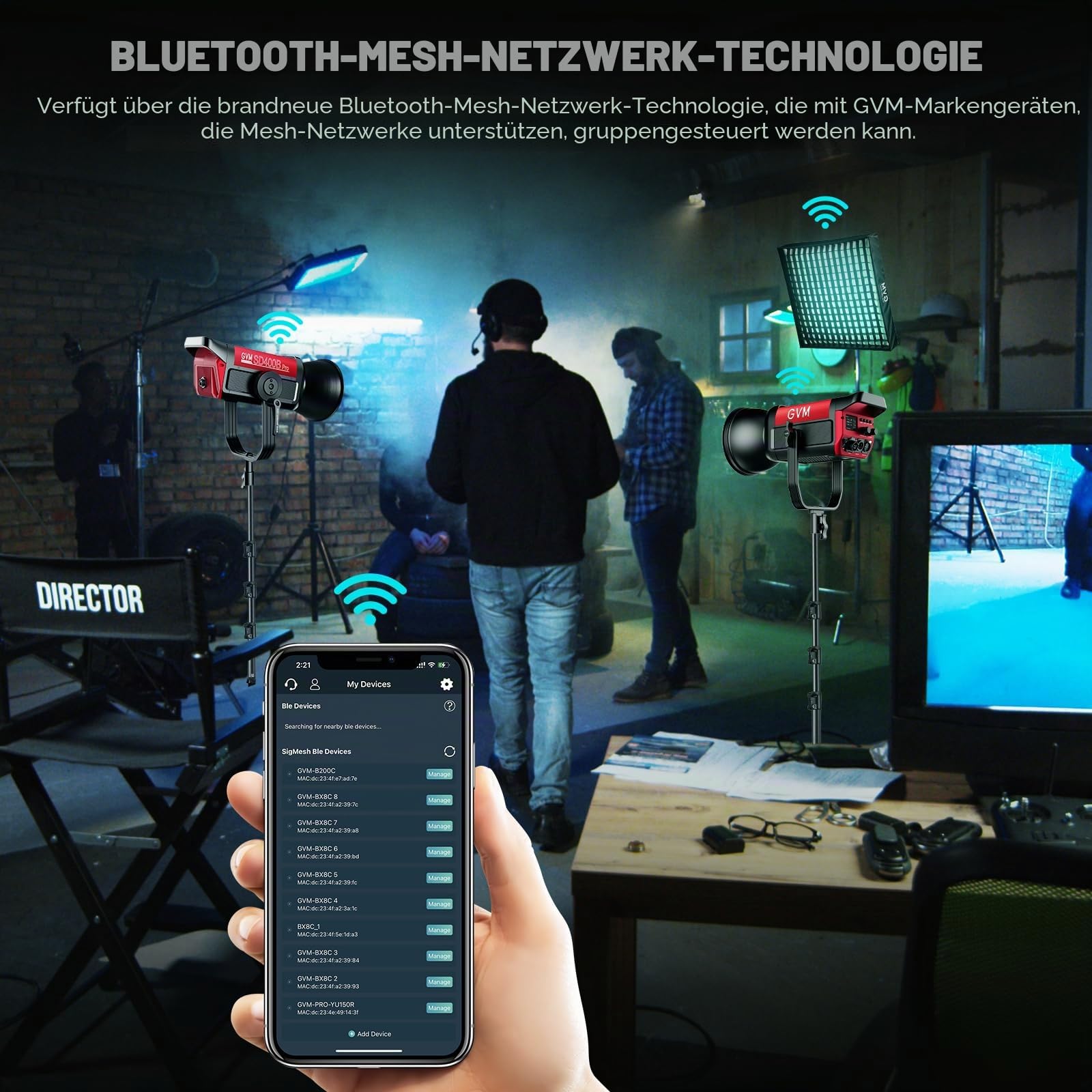 GVM 200 W faltbares RGB Videolicht, Bluetooth-Steuerung, LED Videolicht mit Softbox, 2000 K-10000 K Fotolicht, 16 Arten von Lichtszenen, 1400 LED Perlen