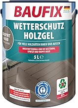 BAUFIX Wetterschutz-Holzgel graphitgrau, seidenglänzend, 5 Liter, Holzlasur, tropfgehemmte Holzlasur, für alle Holzarten, witterungsbeständig