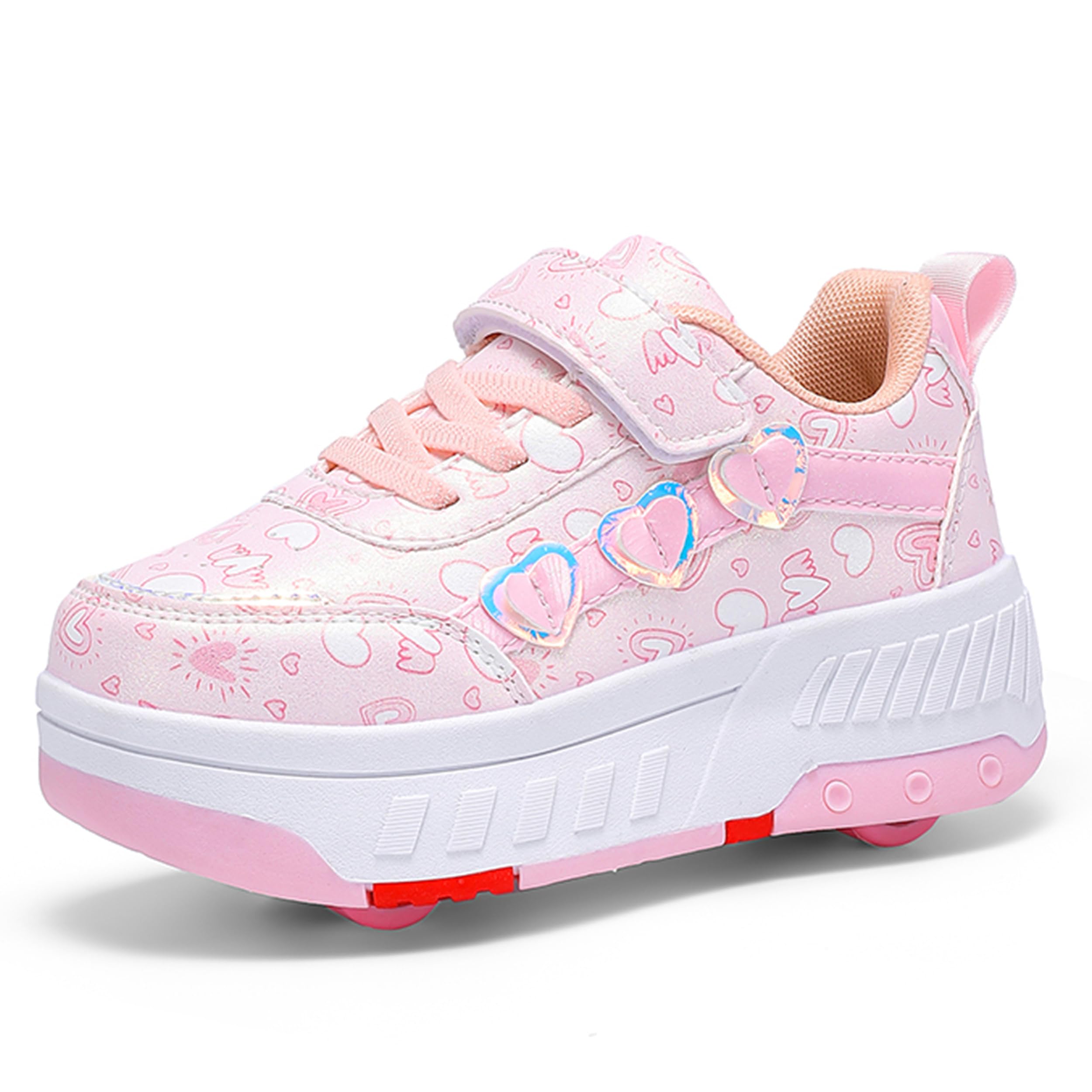 Chaussures à roulettes pour Filles garçons, Chaussures de Skateboard à Baskets 2 en 1, roulettes pour Enfants Chaussures à 4 Roues, Sneakers de Fitness Réglables Adolescents
