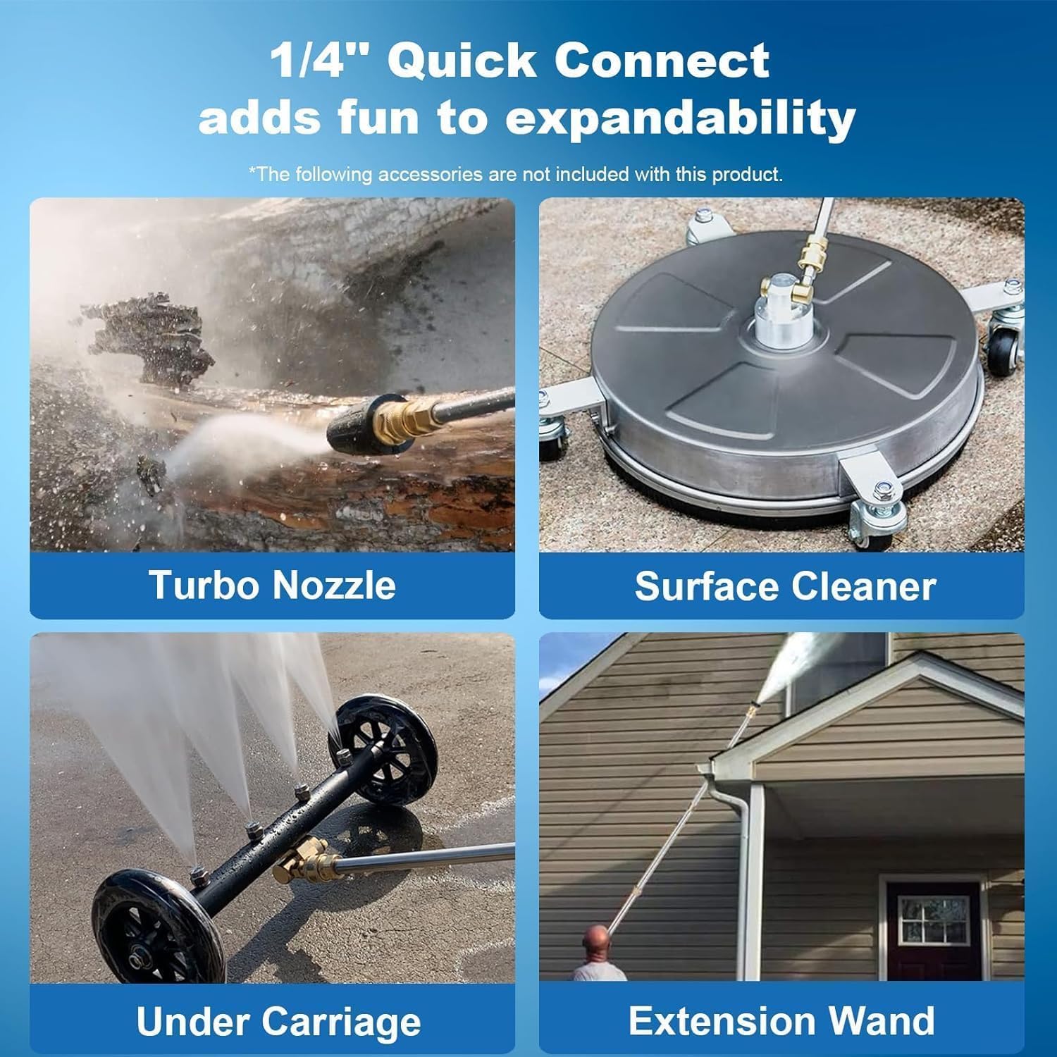 commowner𝟒𝟖𝟎𝟎 𝐏𝐒𝐈 𝐏𝐨*𝐰𝐞𝐫 𝐂𝐥𝐞*𝐚𝐧𝐞𝐫 2026 New Potable with 33FT Pipe, 4 Nozzles, Best for Home/Cars/Fences/Windows, Blue
