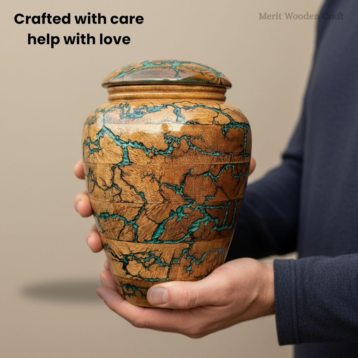 Resin and Wooden Cremation Urn for Human Ashes Male/Female, Cremation Adult Funeral Urn Box, Wood Urn for Human Ashes - Custom Urn for Ash (Medium) - Image 5