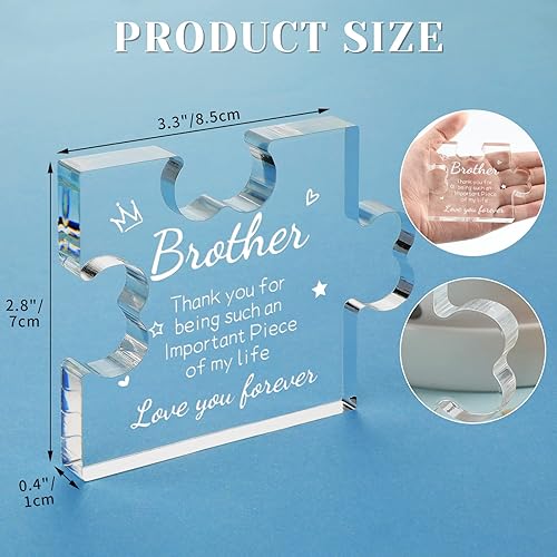 Miniatura 2 de Funnli Regalos para hombres y niños, placa acrílica para rompecabezas  Regalos de cumpleaños para hermano de 3.35 x 2.76 pulgadas, decoraciones de