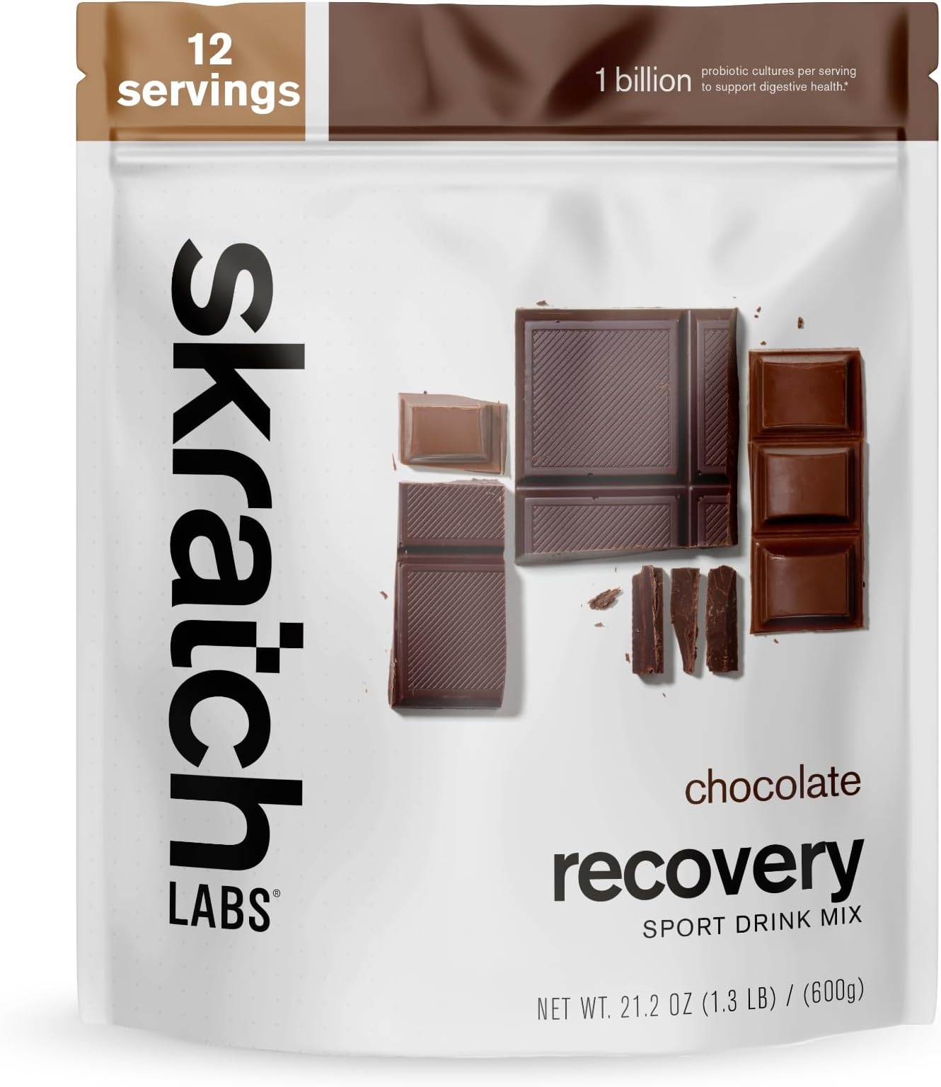Post Workout Recovery Drink Mix with Chocolate, (21 oz, 12 Servings) with Complete Milk Protein of Casein, Whey, Probiotics, Gluten Free, Kosher, Vegetarian