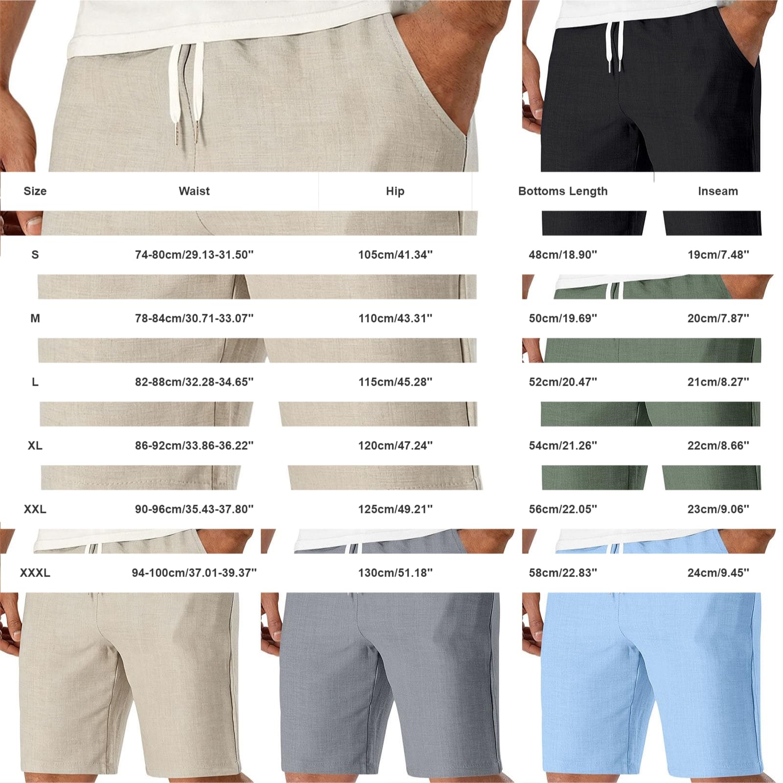 Pantaloncini da uomo, lunghezza al ginocchio, estivi, chino, traspiranti