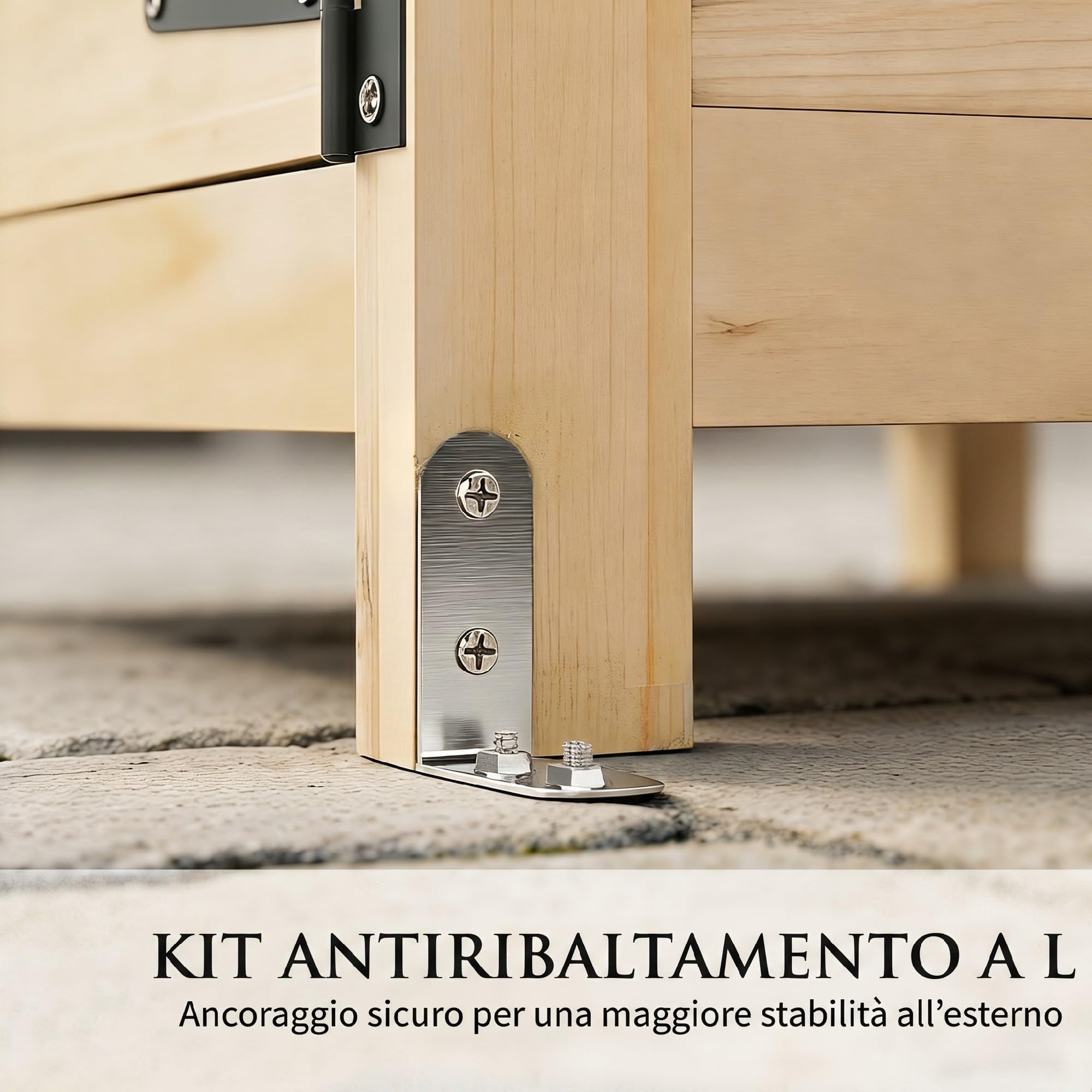 Outsunny Armadio da Giardino in Legno di Abete con Ante Ventilate Naturale | Kit Antiribaltamento, Armadio da Esterno Porta Attrezzi, Ripiani Rimovibili, Tetto Inclinato in Asfalto
