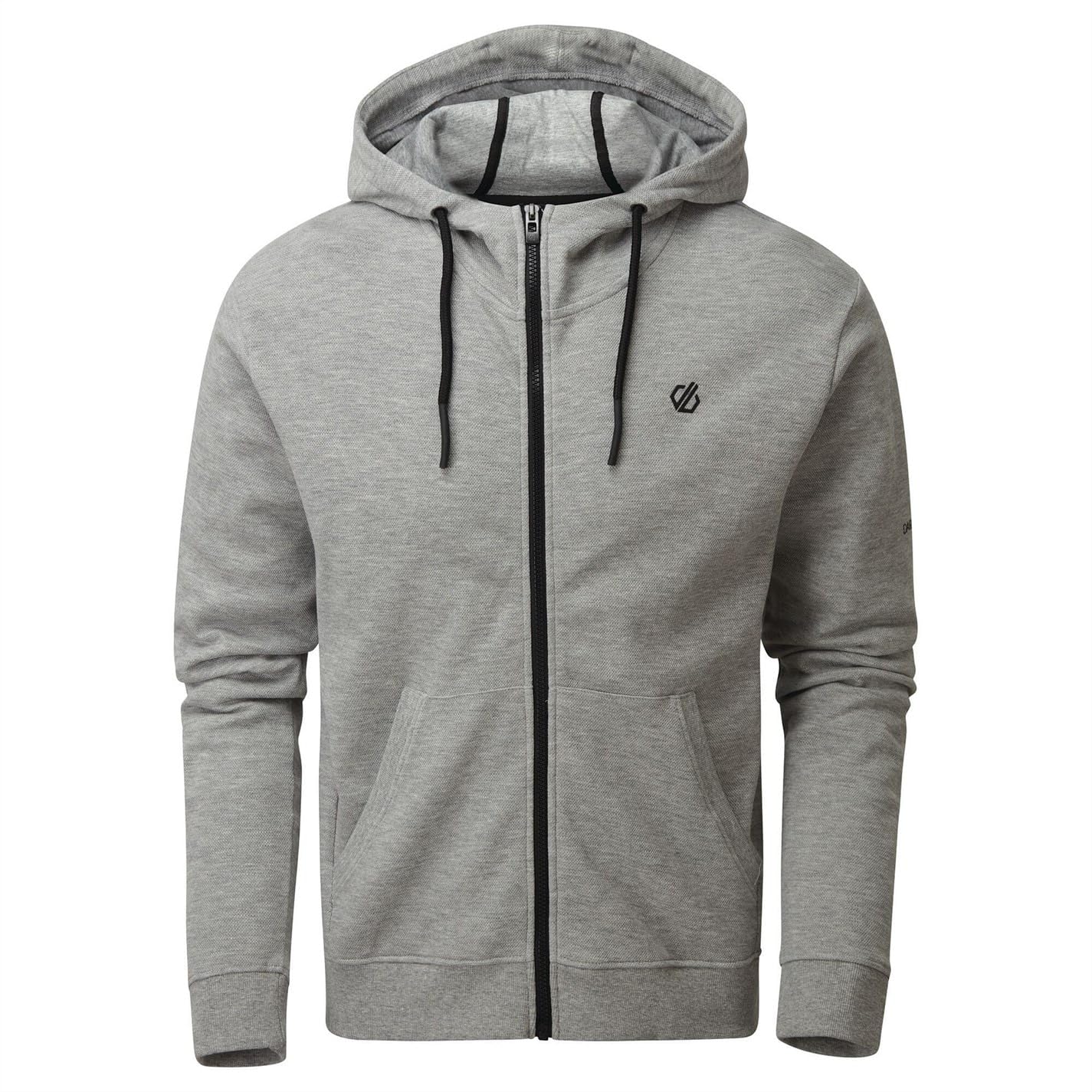 Dare 2b Mens Modulus Full Zip Hoodie in Light Grey Jersey Cotton Jacket | Soft to wear with Ribbed Cuffs