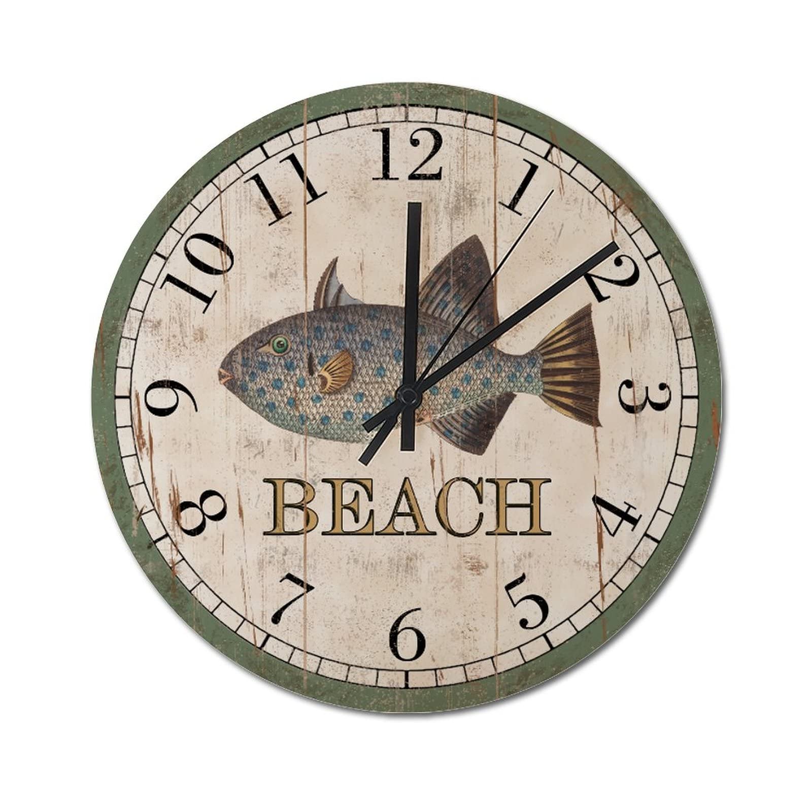 Horloge murale en bois rustique de 38 cm au fini retro et mécanisme premium