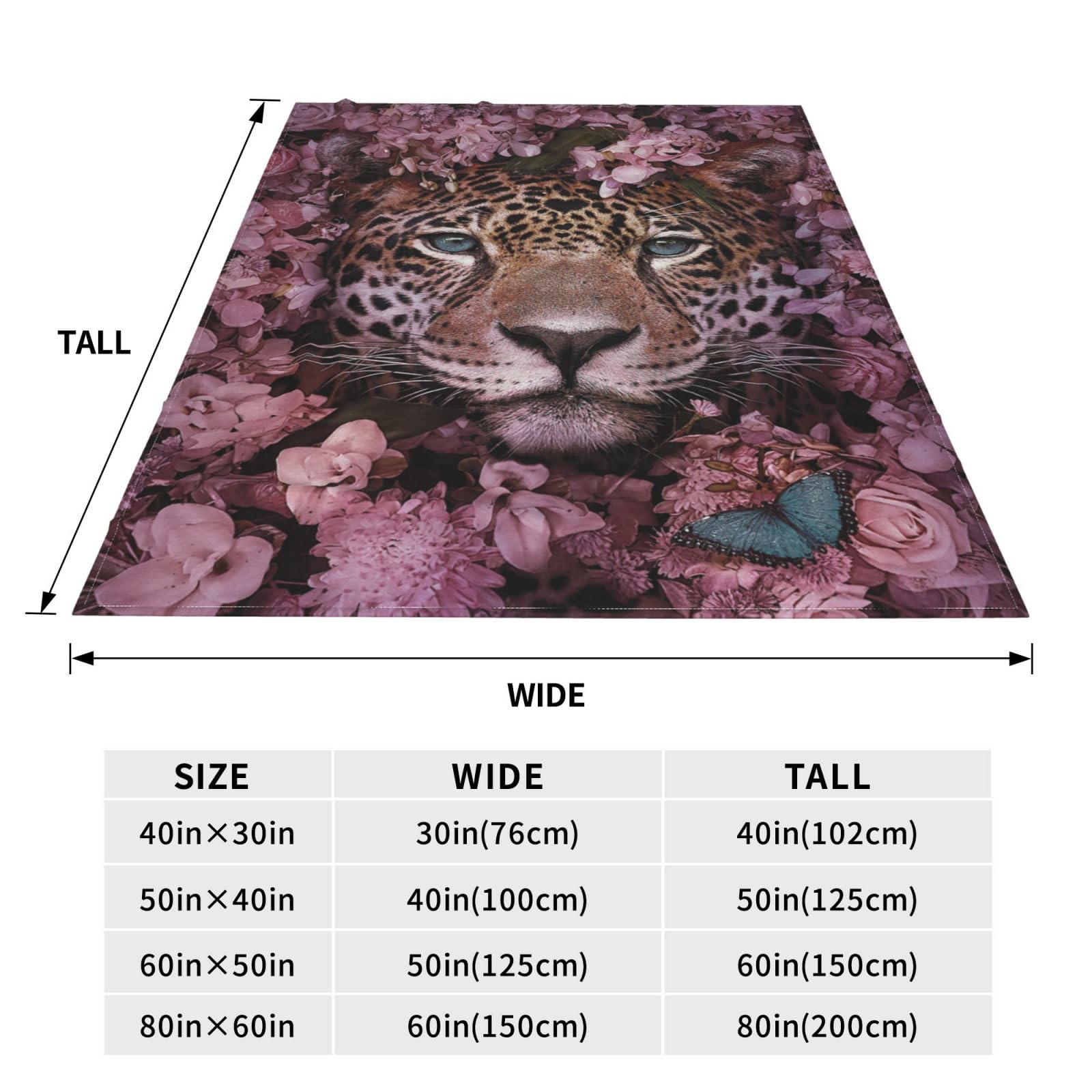 Amazon｜毛布 大判 ヒョウ 虎柄 ピンクの花柄 ブランケット 40